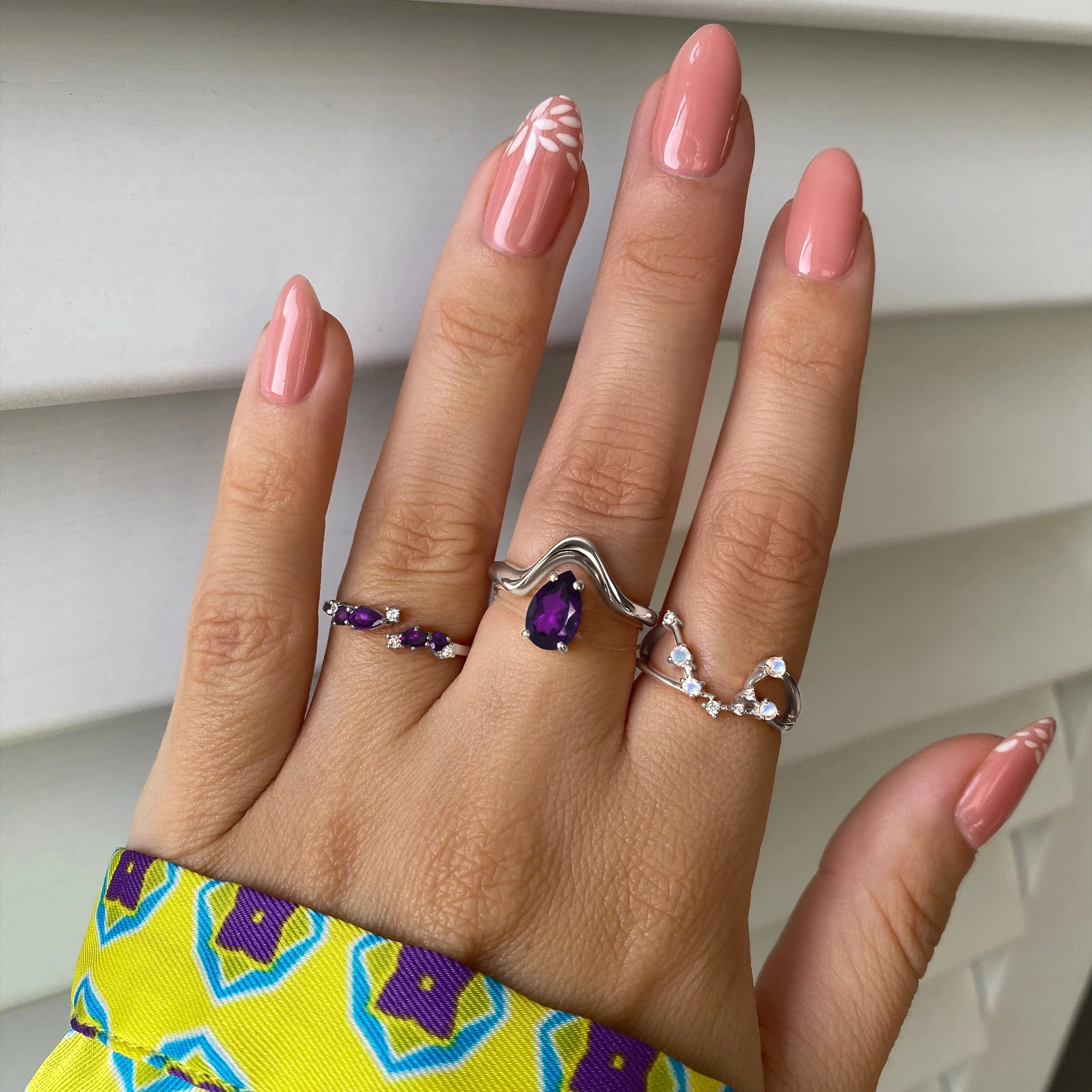 Adjustable Amethyst Ring Flourish - February Birthstone - Image 3