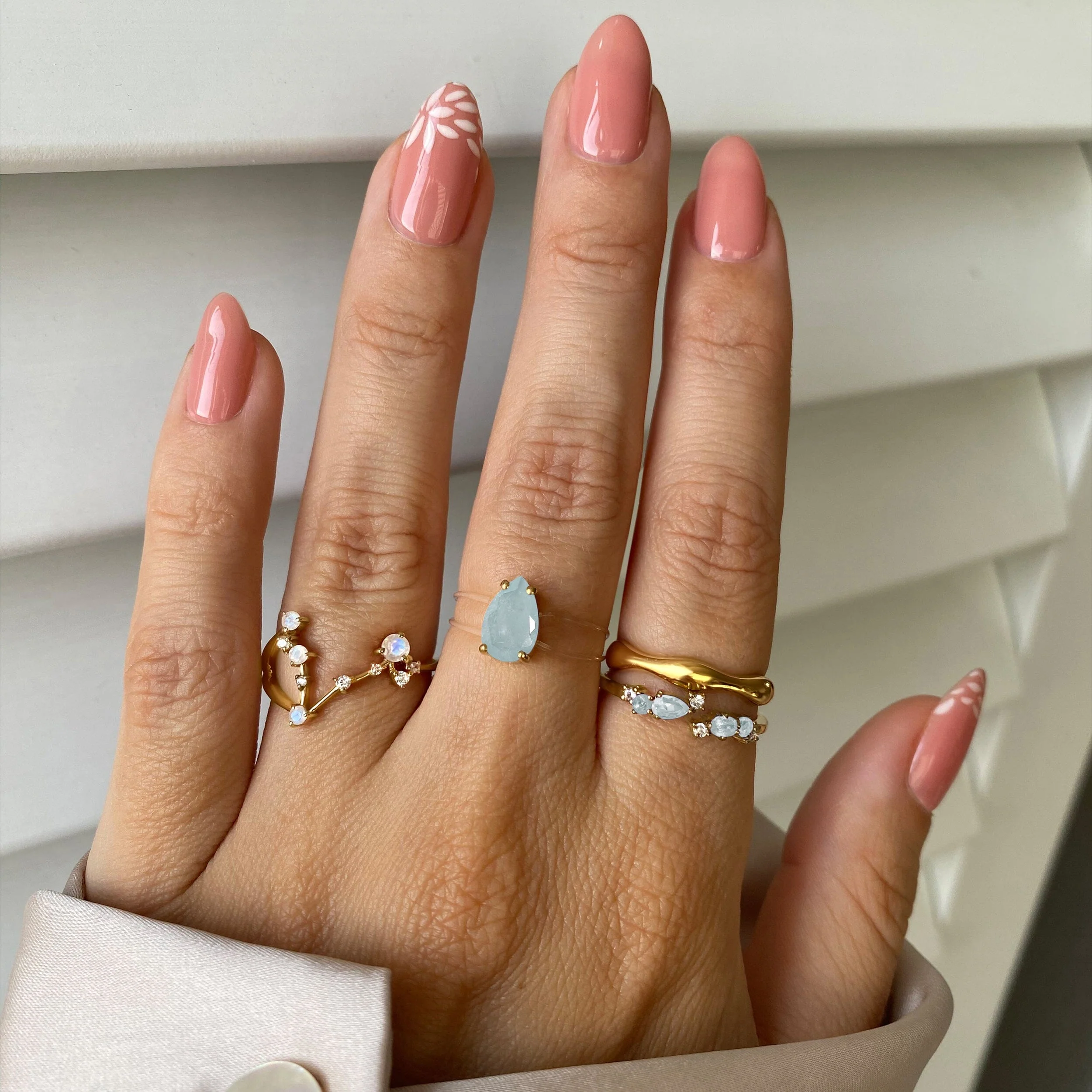 Adjustable Aquamarine Ring Flourish - March Birthstone - Image 9