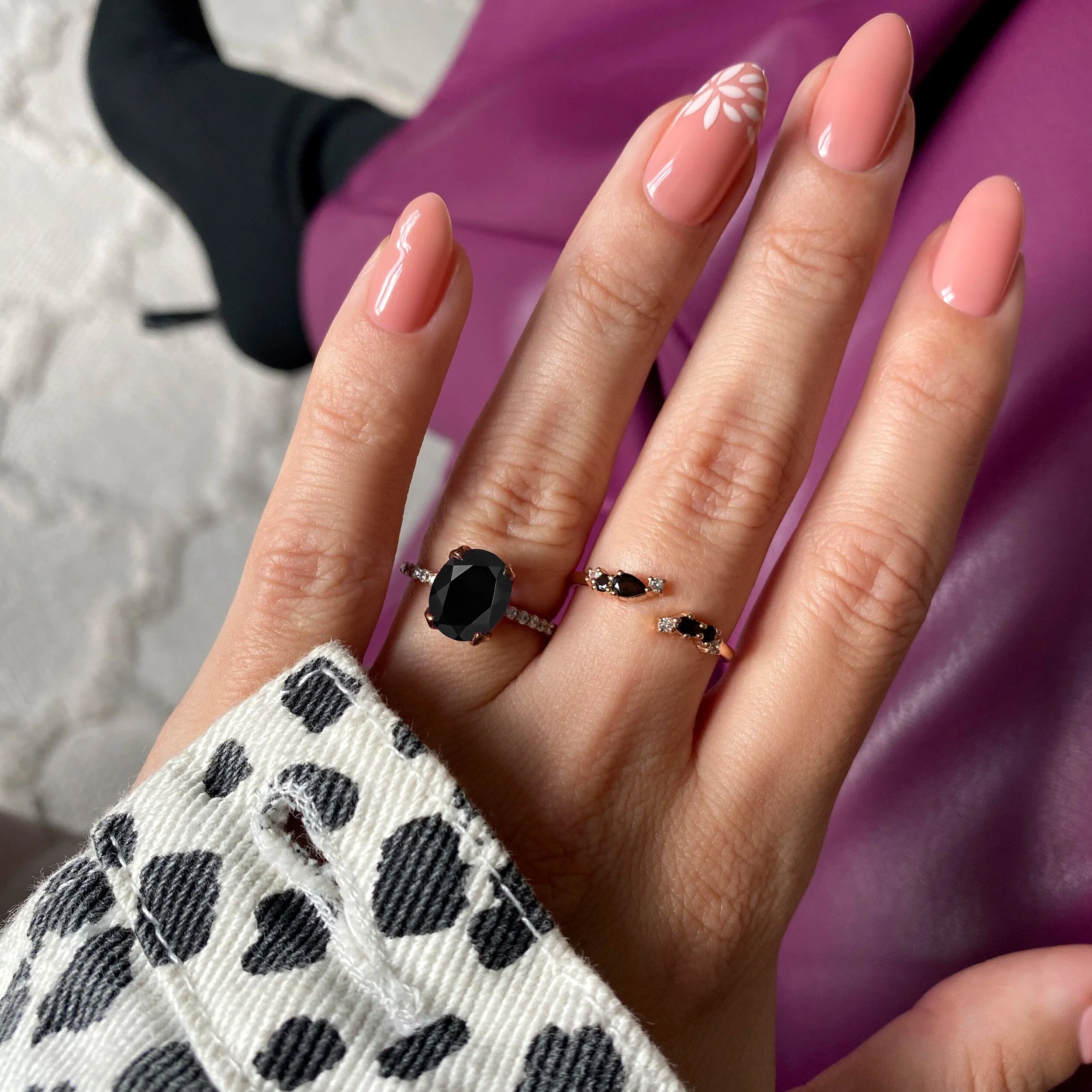 Adjustable Black Onyx Ring Flourish - December Birthstone - Image 6