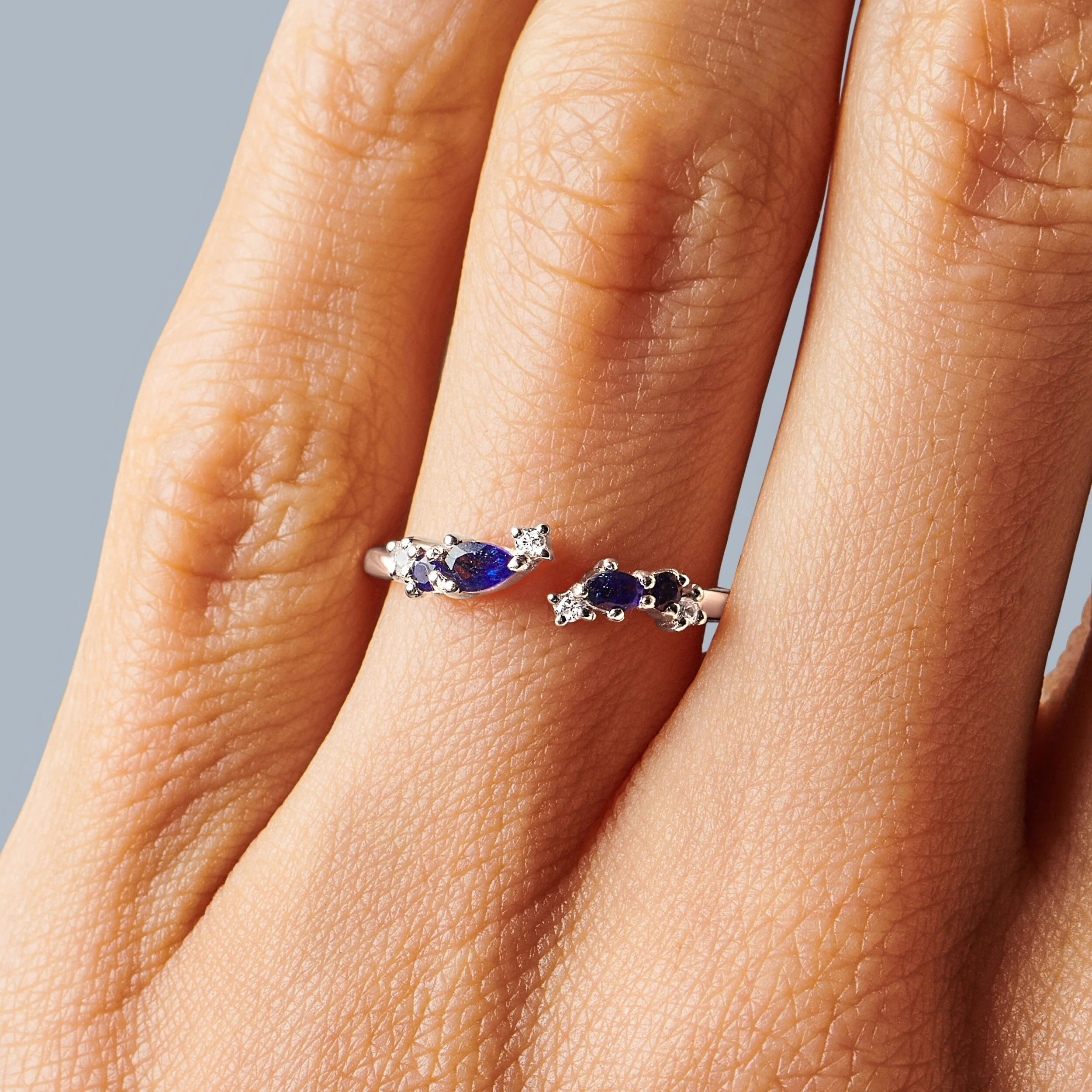 Adjustable Blue Sapphire Ring Flourish - September Birthstone - Image 2