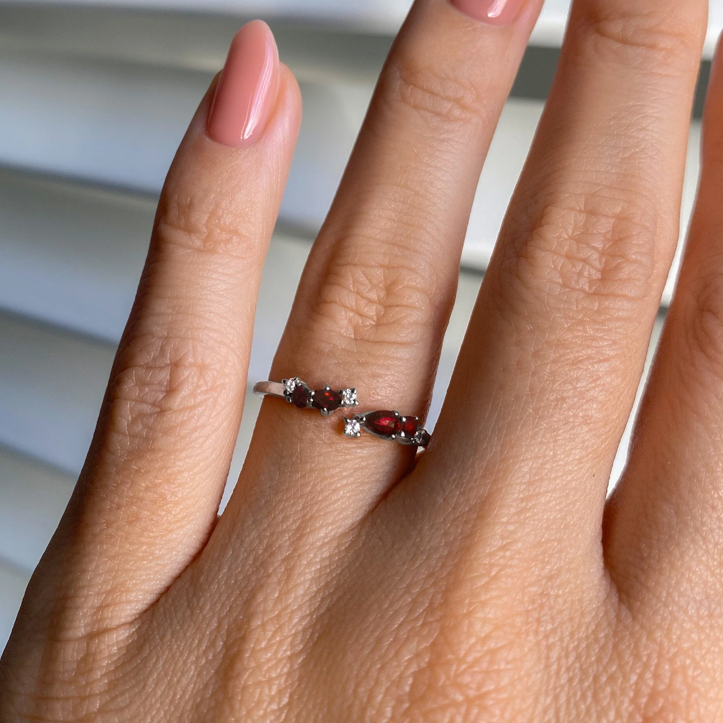 Adjustable Garnet Ring Flourish - January Birthstone - Image 2