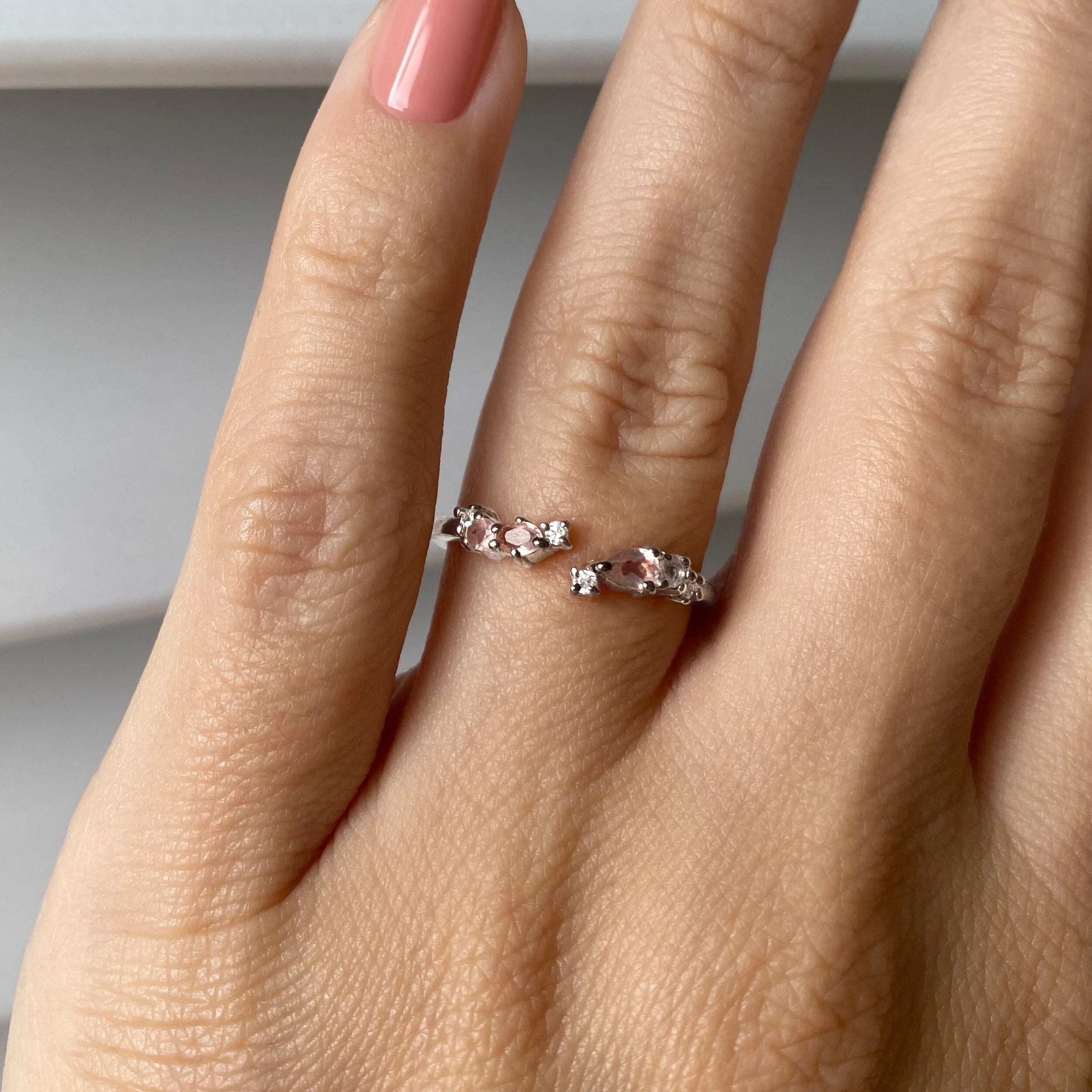 Adjustable Rose Quartz Ring - Flourish - Image 2