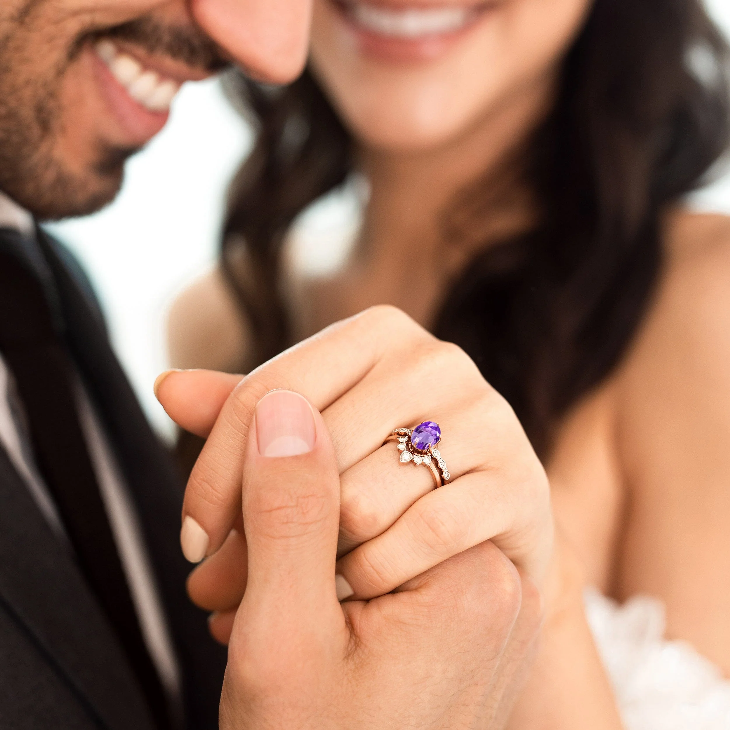 Amethyst Lab Diamond Ring - Mirth - Image 10