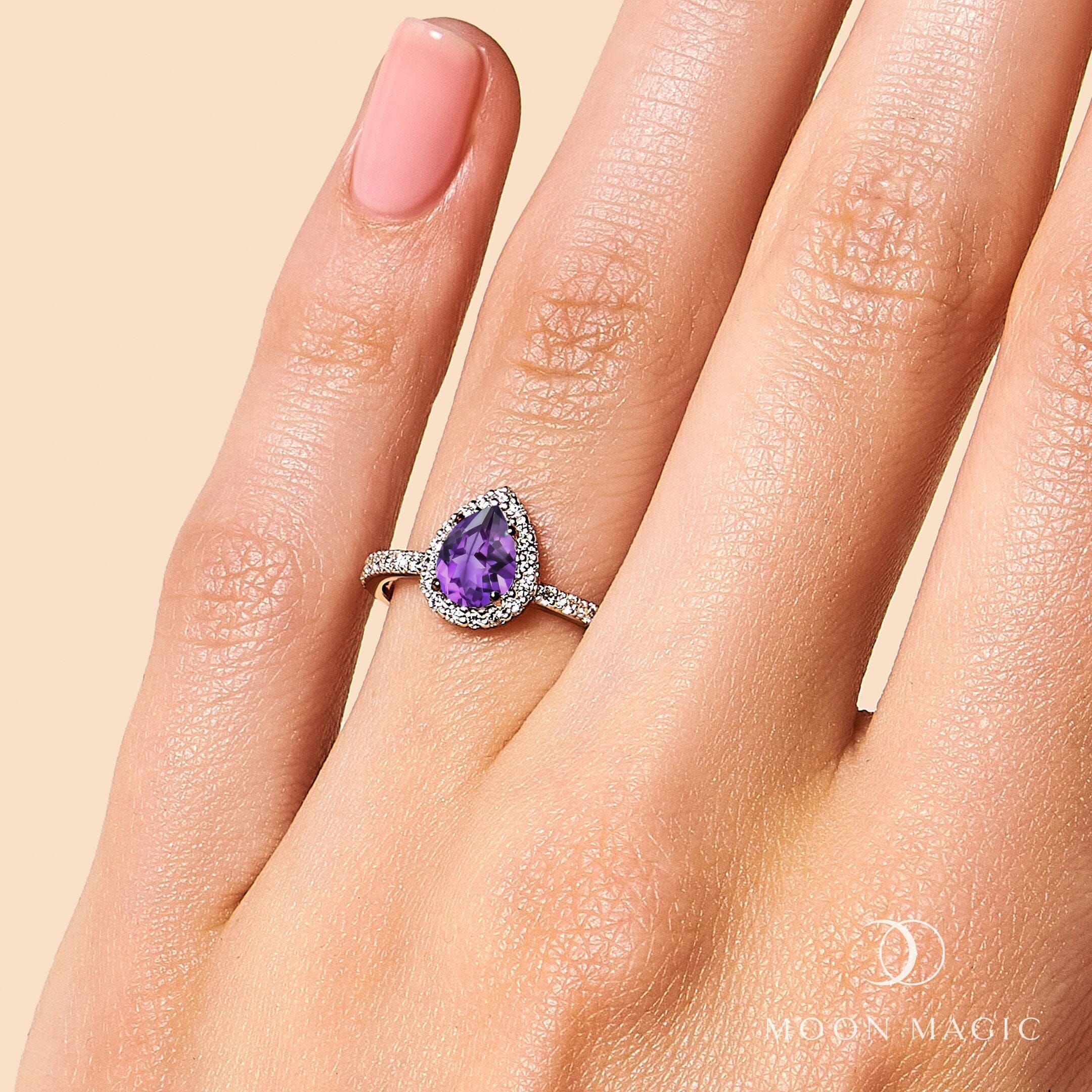 Amethyst Lab Diamond Ring - Tear of Joy - Image 2