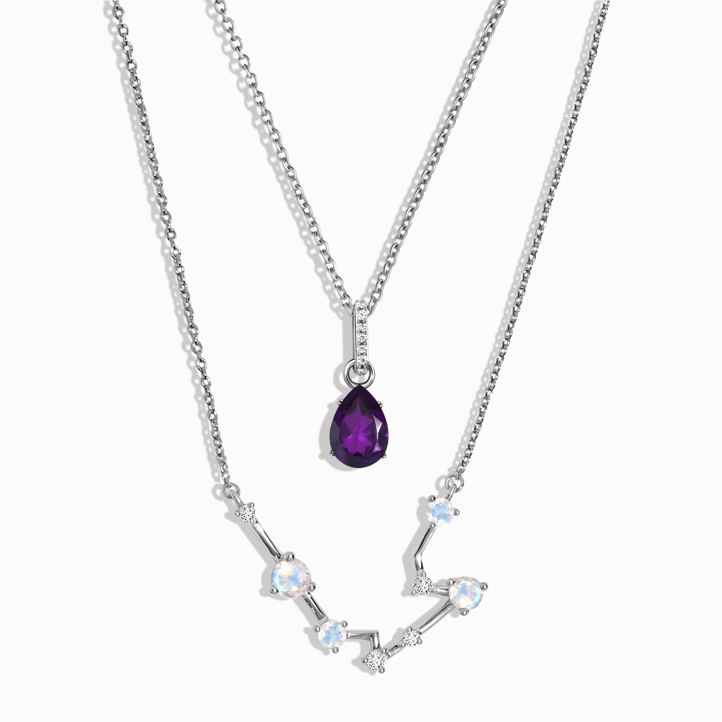 Aquarius Zodiac & February Birthstone Necklaces