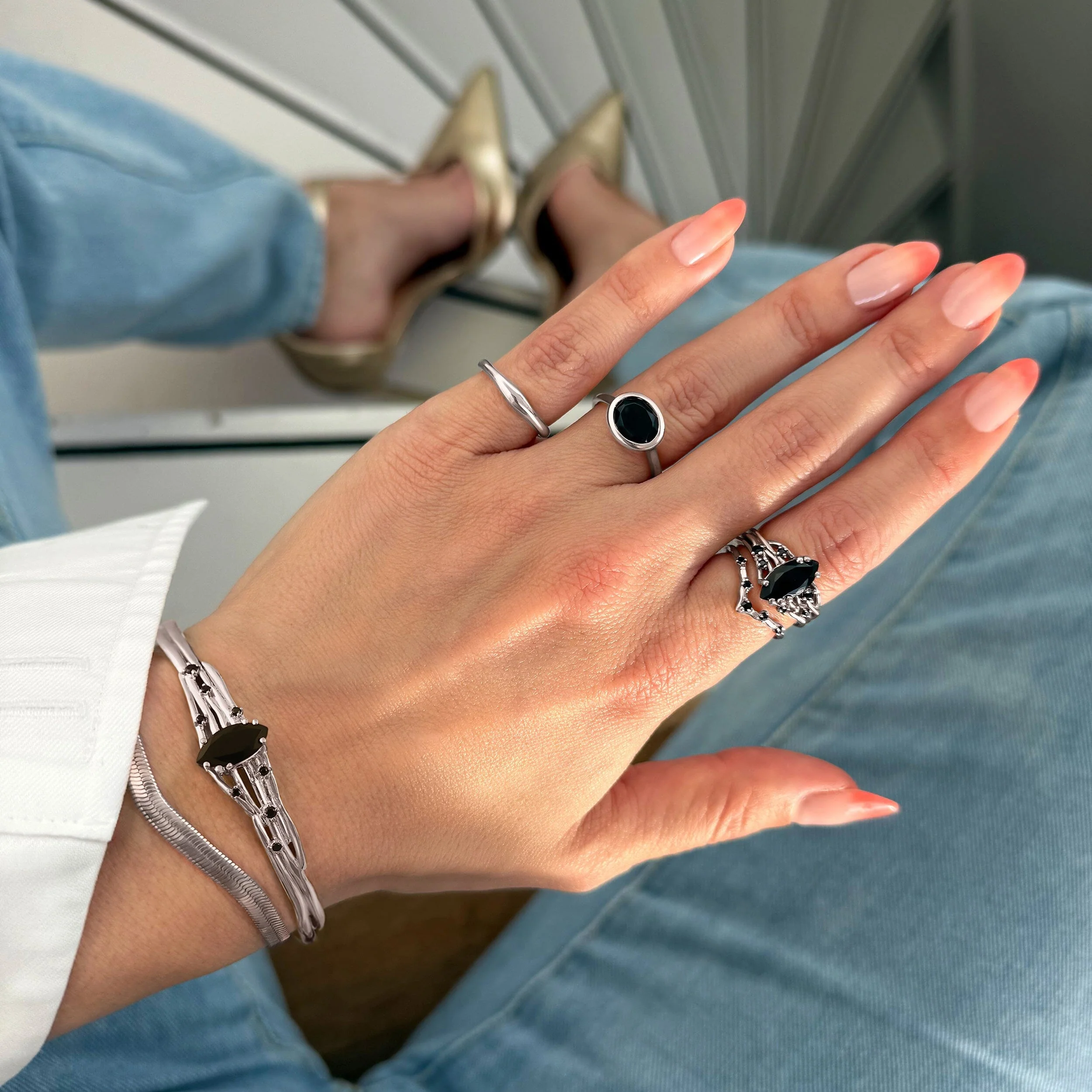 Black Obsidian Black Spinel Cuff - Radiance - Image 13