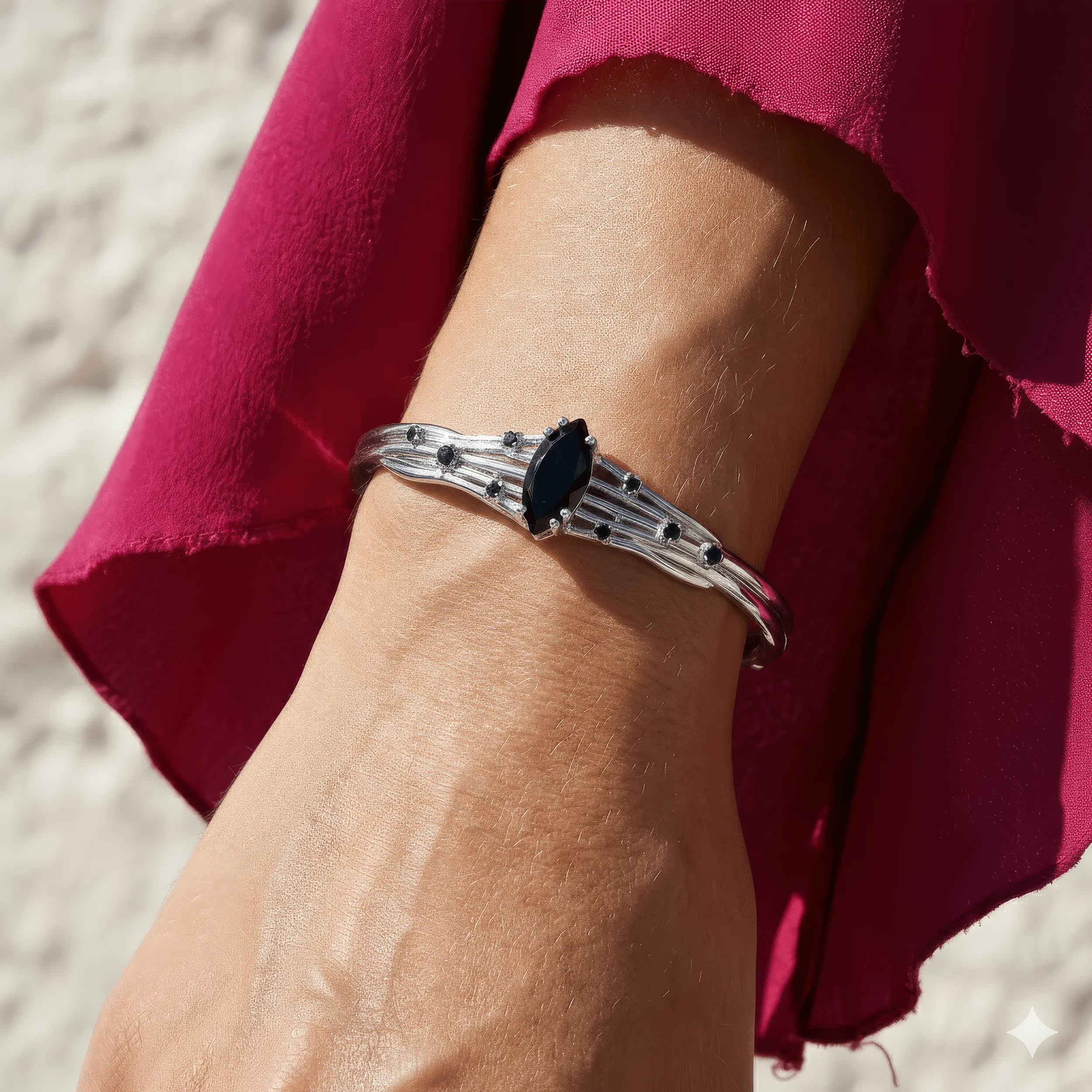 Black Obsidian Black Spinel Cuff - Radiance - Image 5