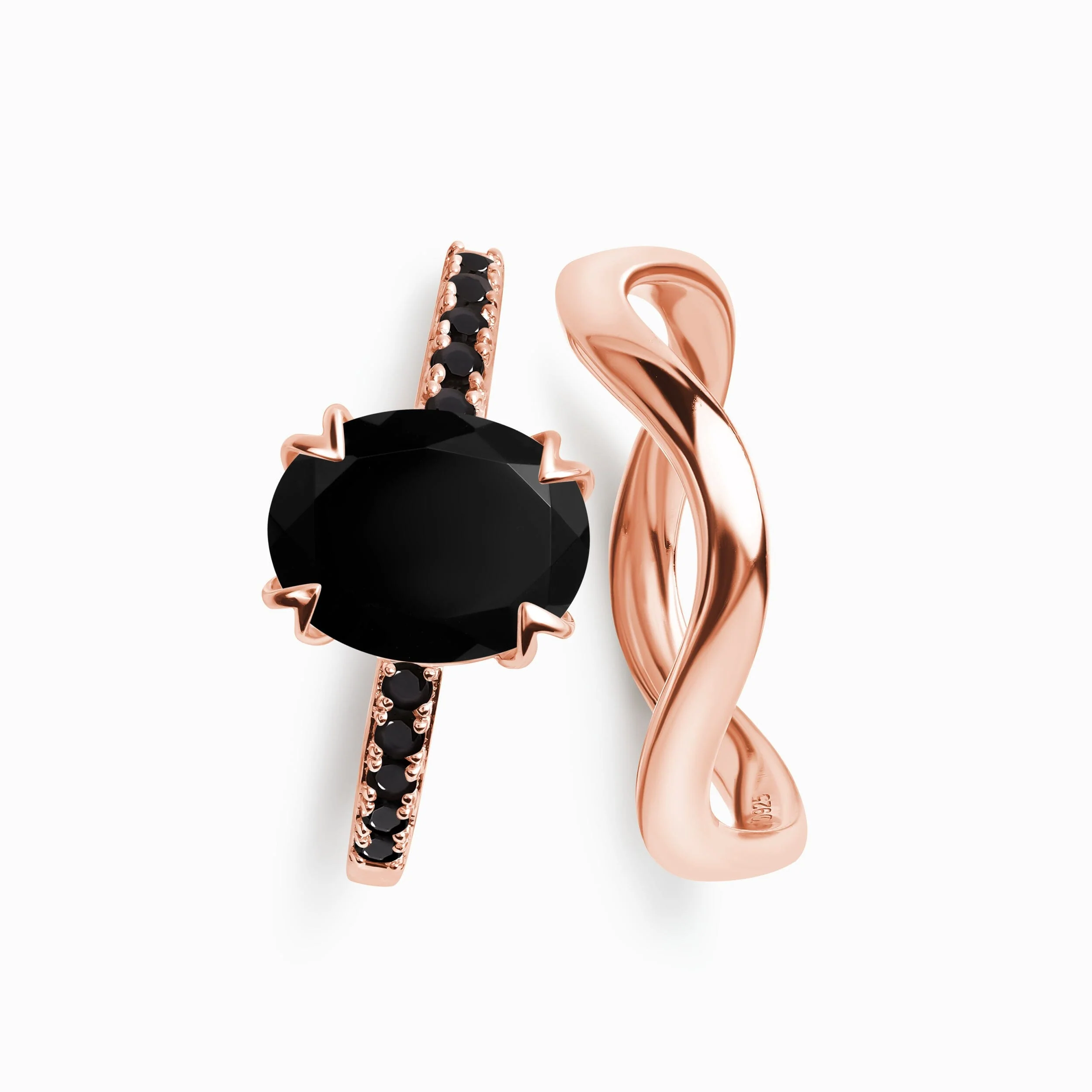Black Obsidian Black Spinel Harlow Ring & Waves Band - Image 3