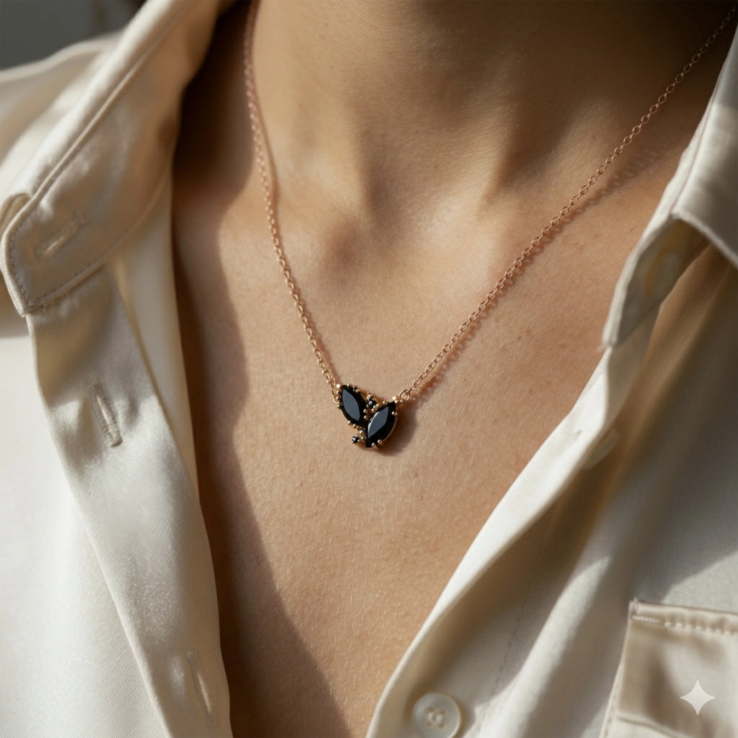 Black Obsidian Black Spinel Necklace - Resonance - Image 4