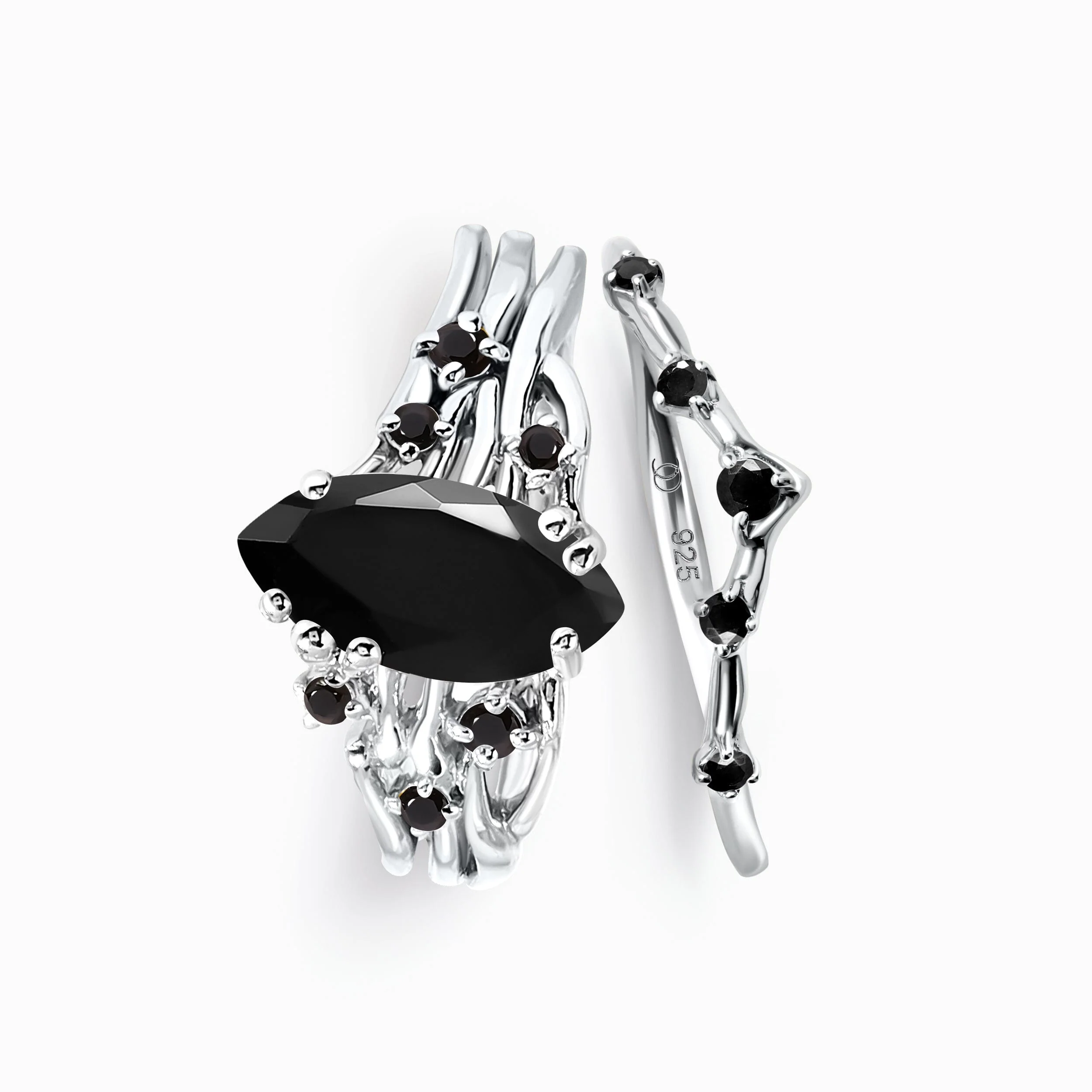 Black Obsidian Black Spinel Radiance Ring & Cosmic Crown Band - Image 2