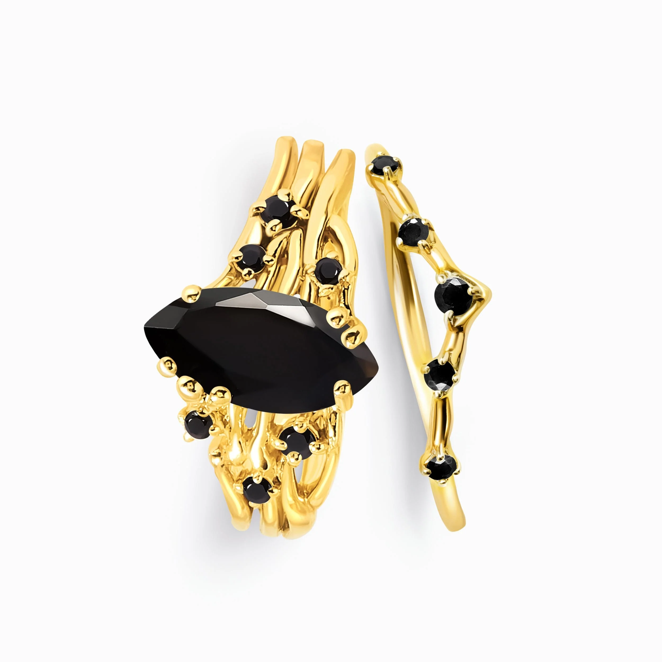 Black Obsidian Black Spinel Radiance Ring & Cosmic Crown Band - Image 8