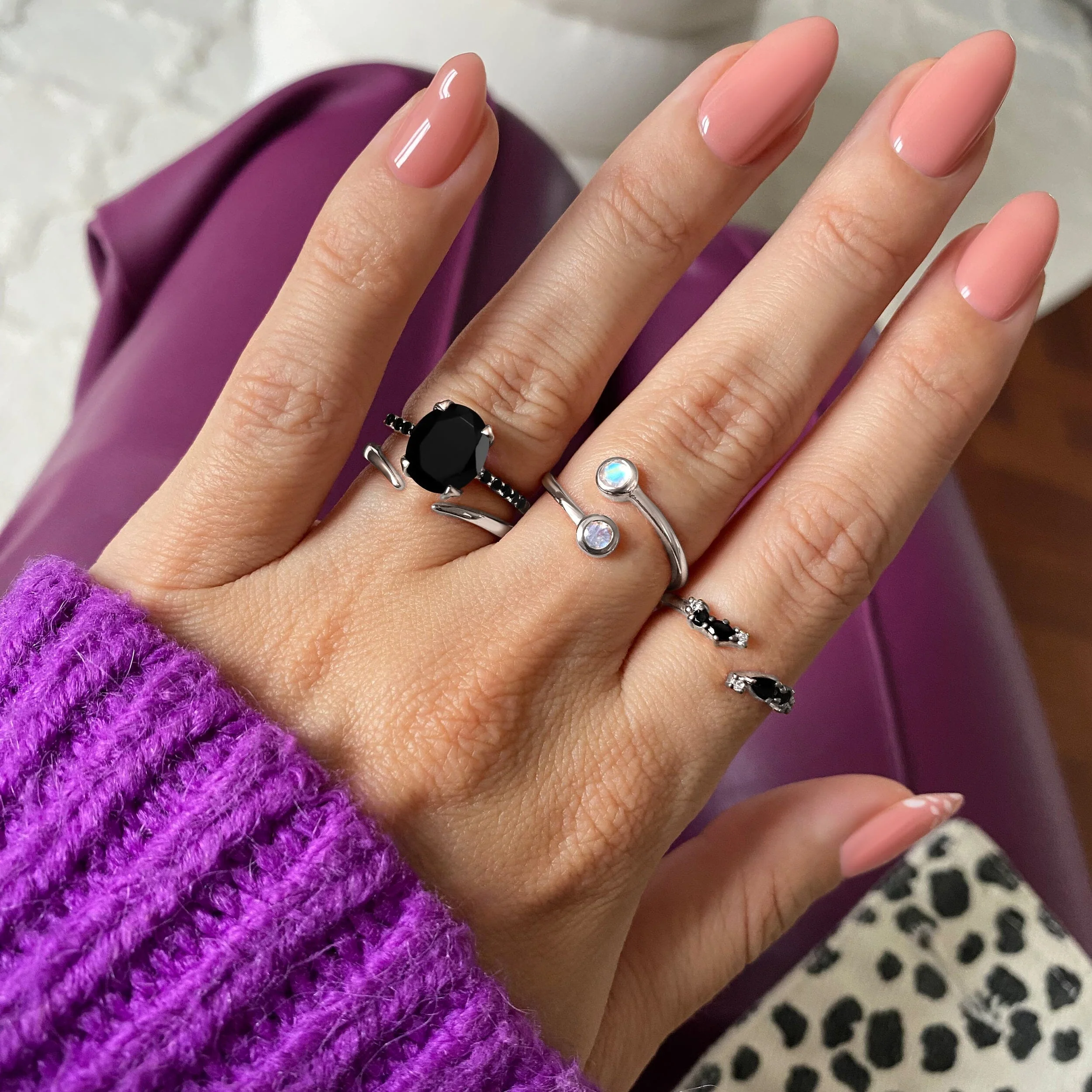 Black Obsidian Black Spinel Ring - Harlow - Image 11