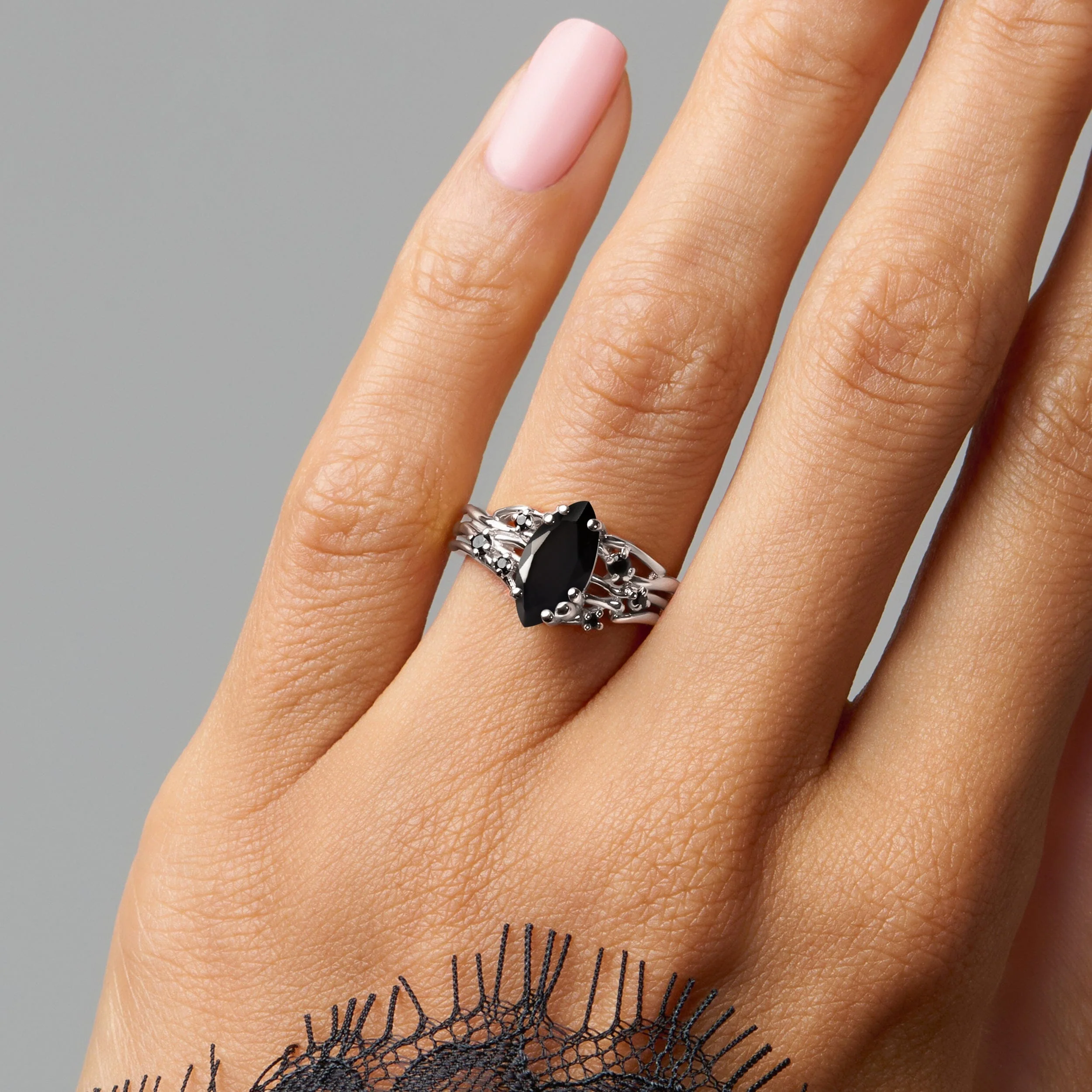 Black Obsidian Black Spinel Ring - Radiance - Image 2