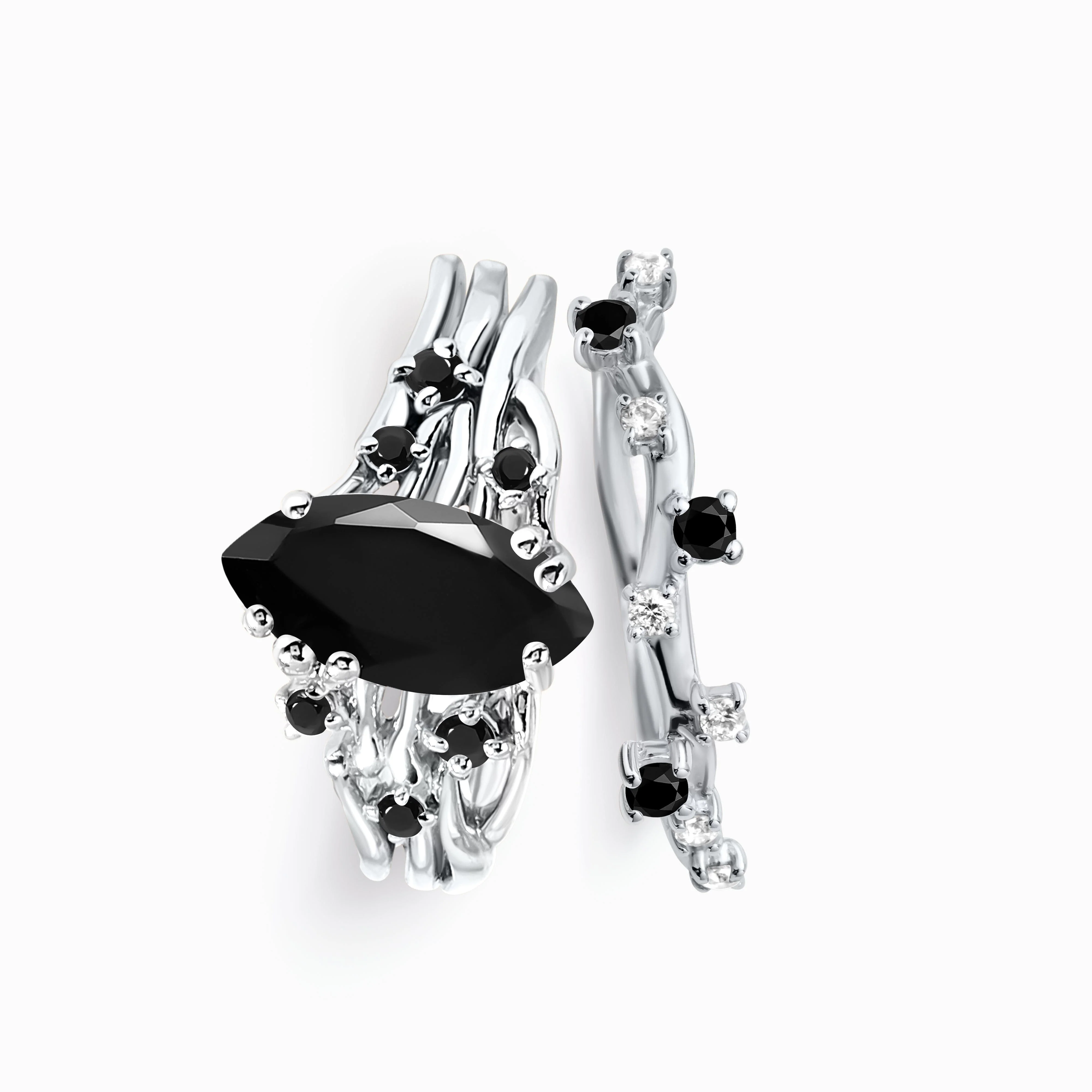 Black Obsidian Black Spinel Ring - Radiance & Black Onyx Ring - Stardust Band - Image 10