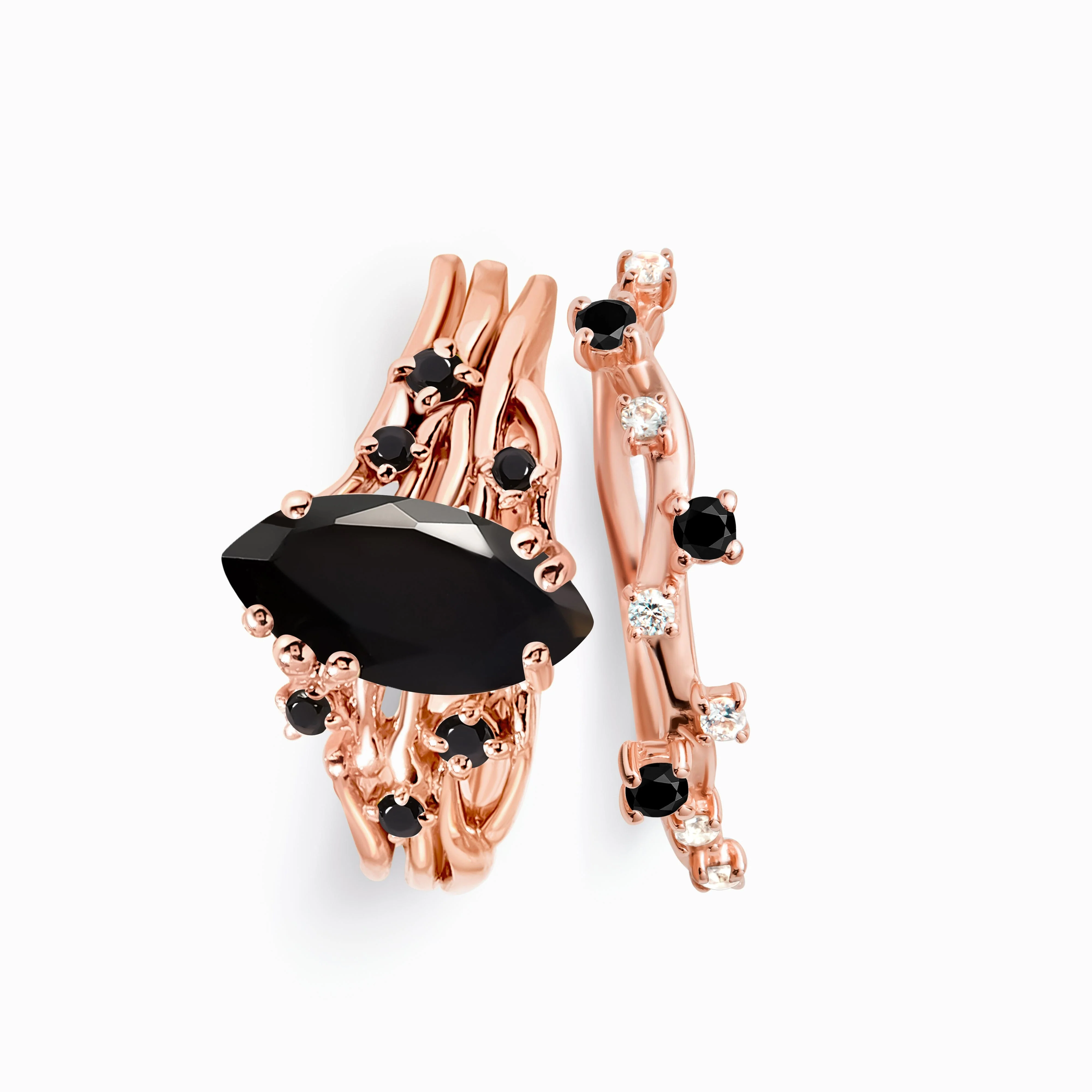 Black Obsidian Black Spinel Ring - Radiance & Black Onyx Ring - Stardust Band - Image 12