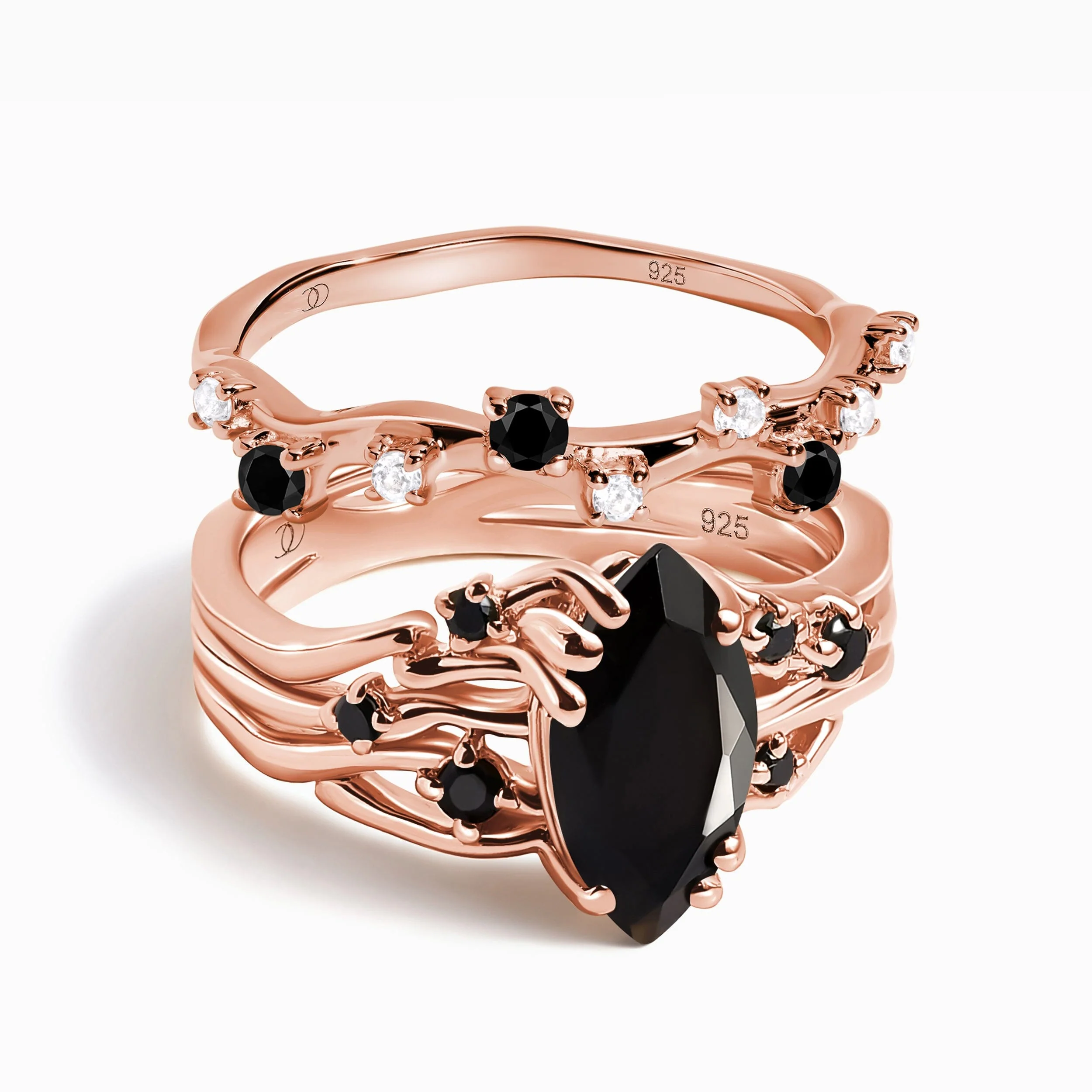 Black Obsidian Black Spinel Ring - Radiance & Black Onyx Ring - Stardust Band - Image 3
