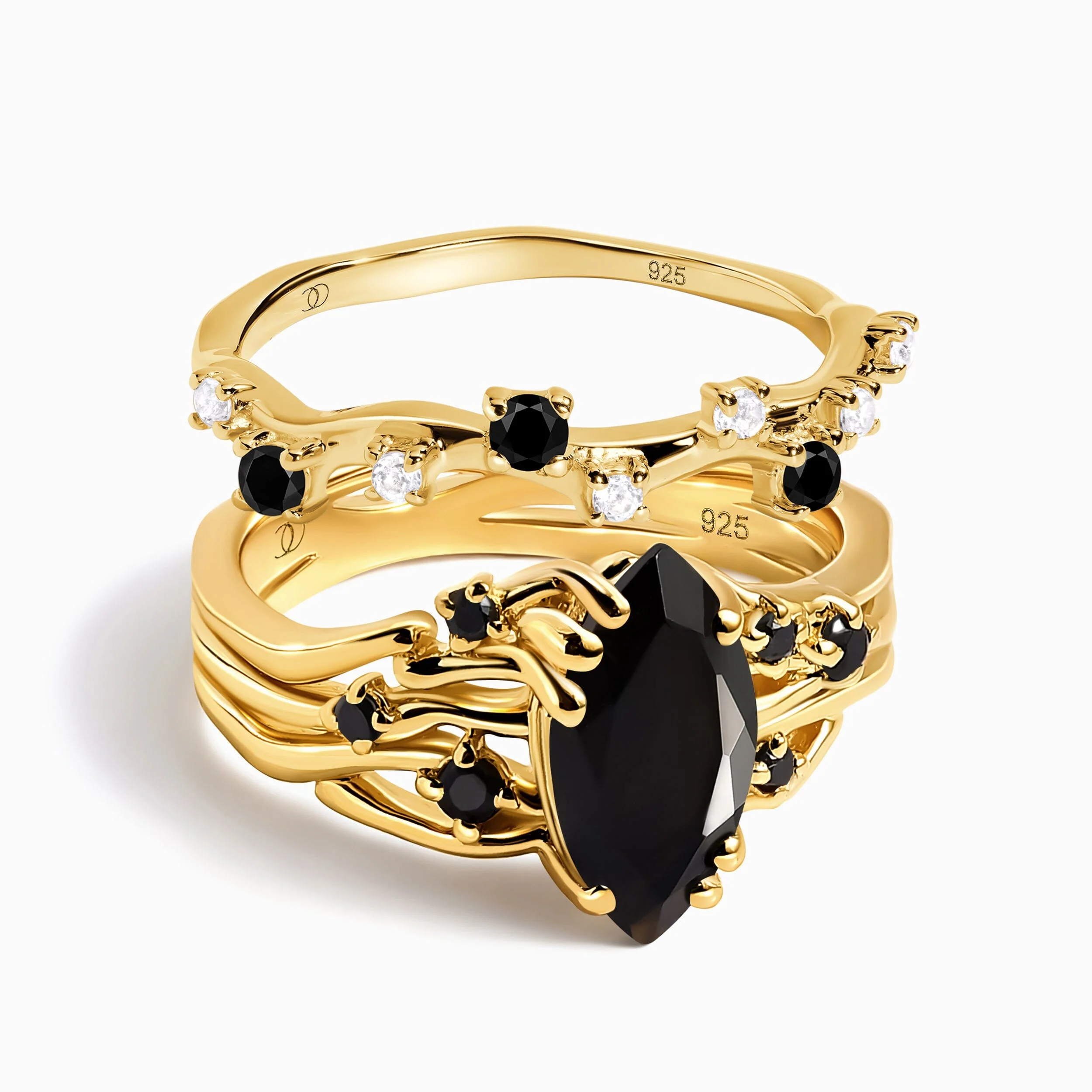 Black Obsidian Black Spinel Ring - Radiance & Black Onyx Ring - Stardust Band - Image 5