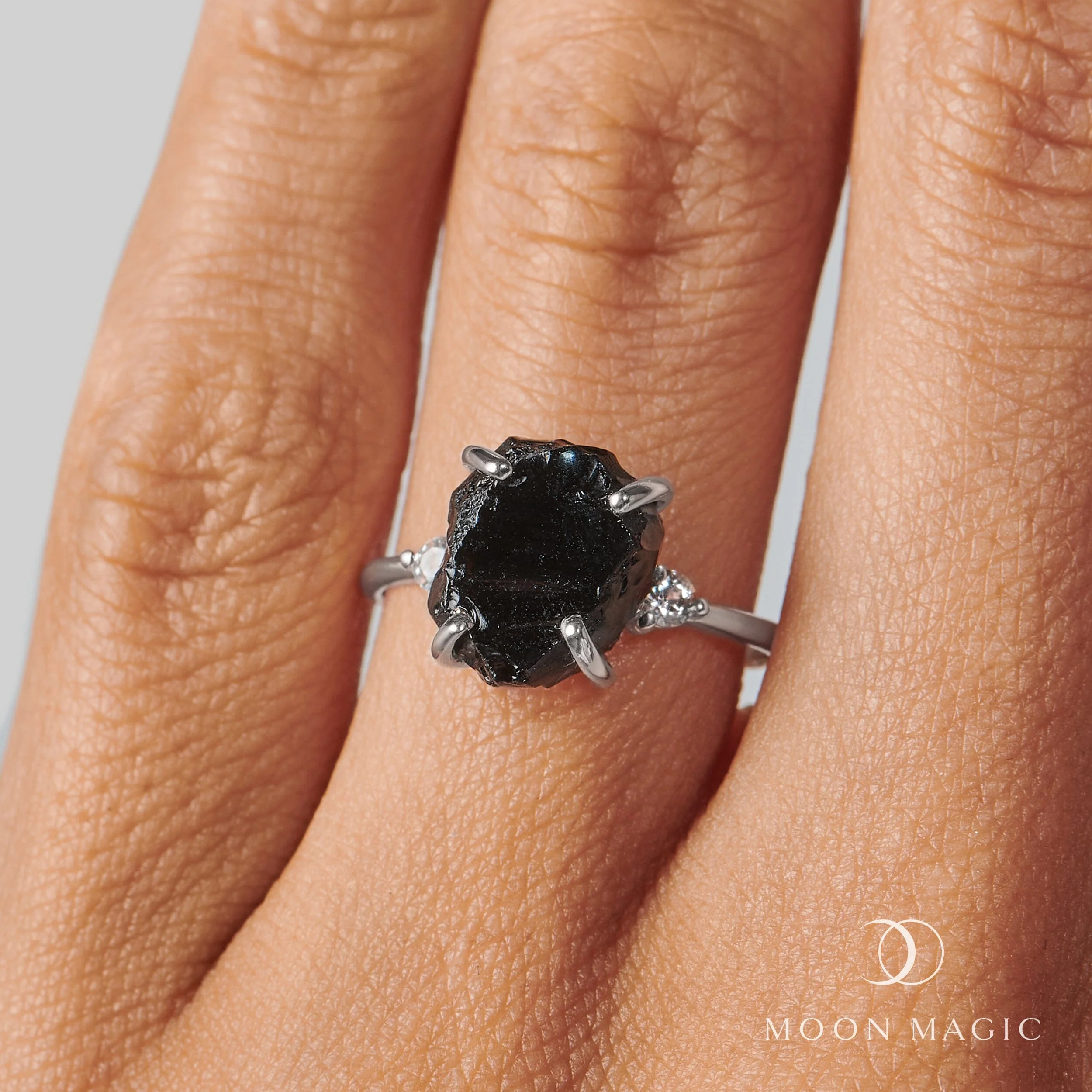 Black Obsidian Diamond Ring - Raw Allure - Image 4