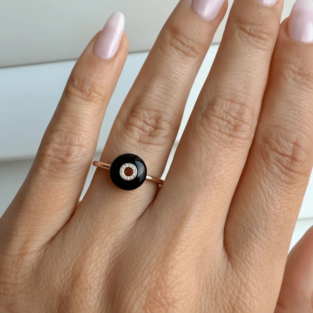 Black Obsidian Fidget Ring - Liora - Image 7