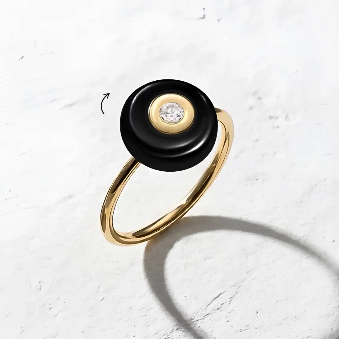 Black Obsidian Fidget Ring - Ora - Image 5