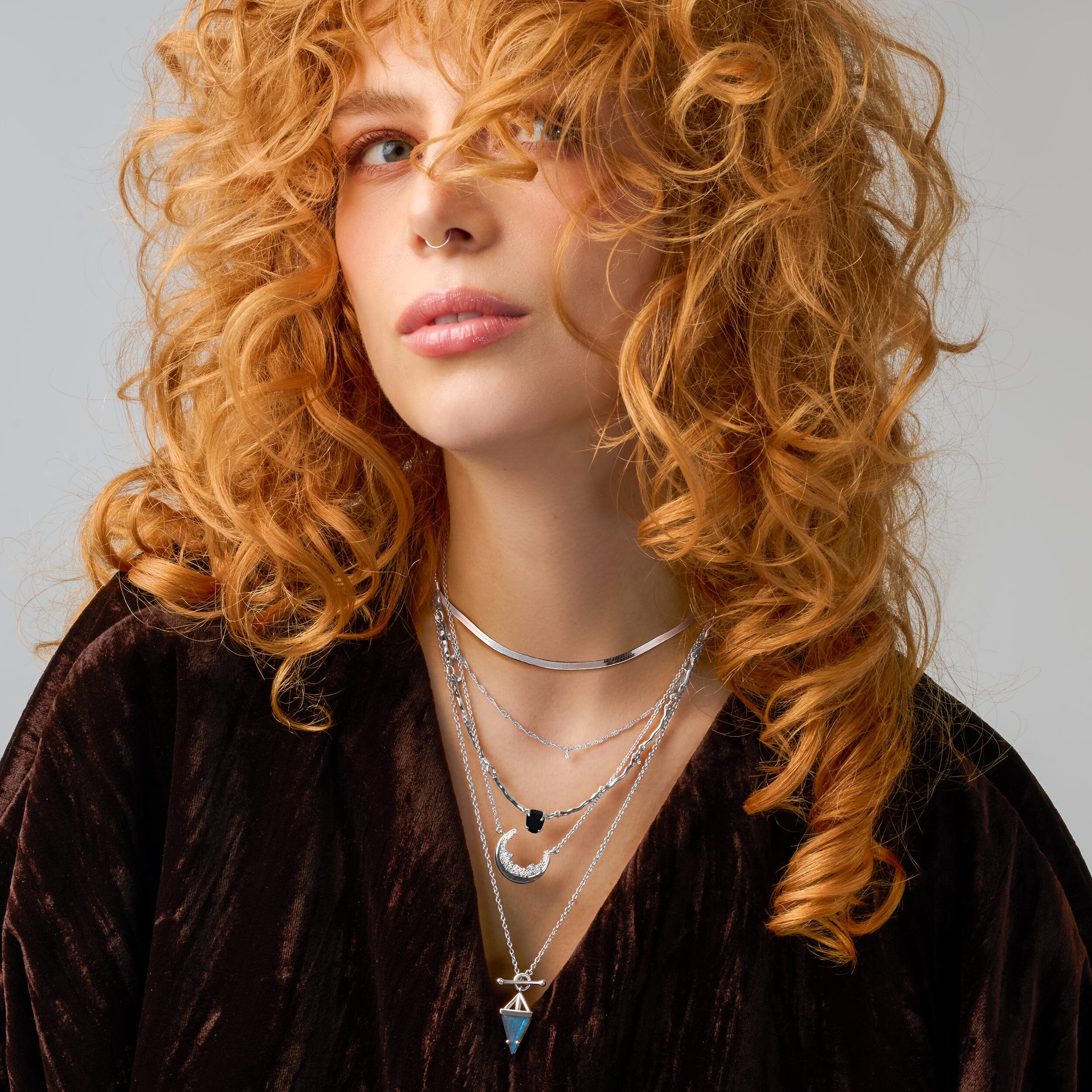 Black Obsidian Flowing Necklace & Herringbone Chain - Image 9
