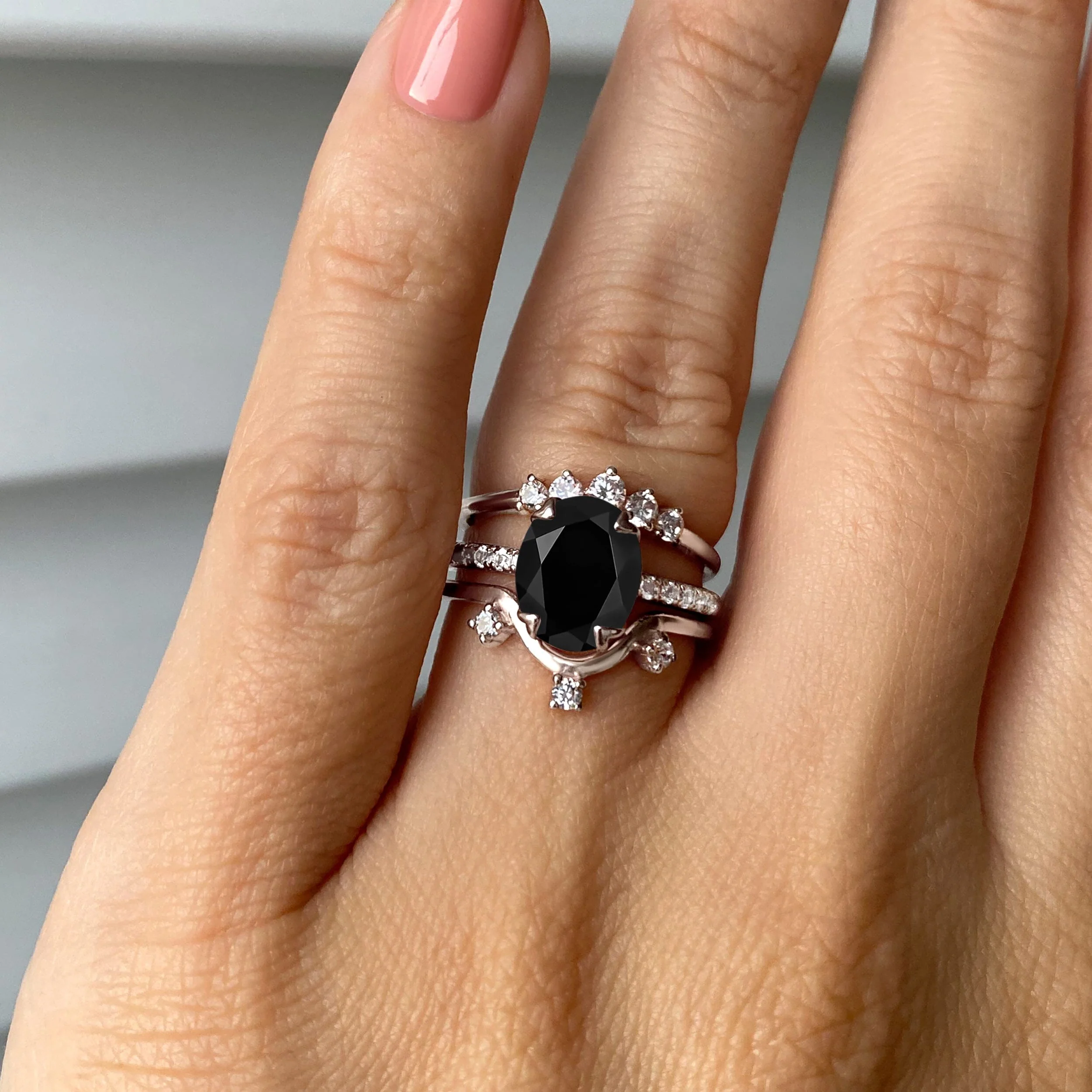 Black Obsidian Harlow Ring & Wreath Band & Archer Band - Image 2