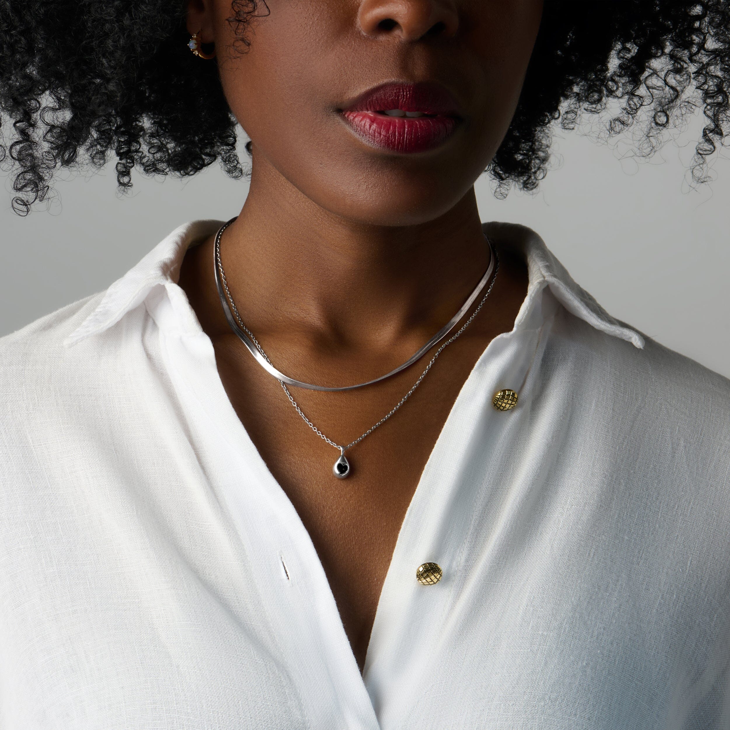Black Obsidian Hidden Heart Necklace & Herringbone Chain - Image 2