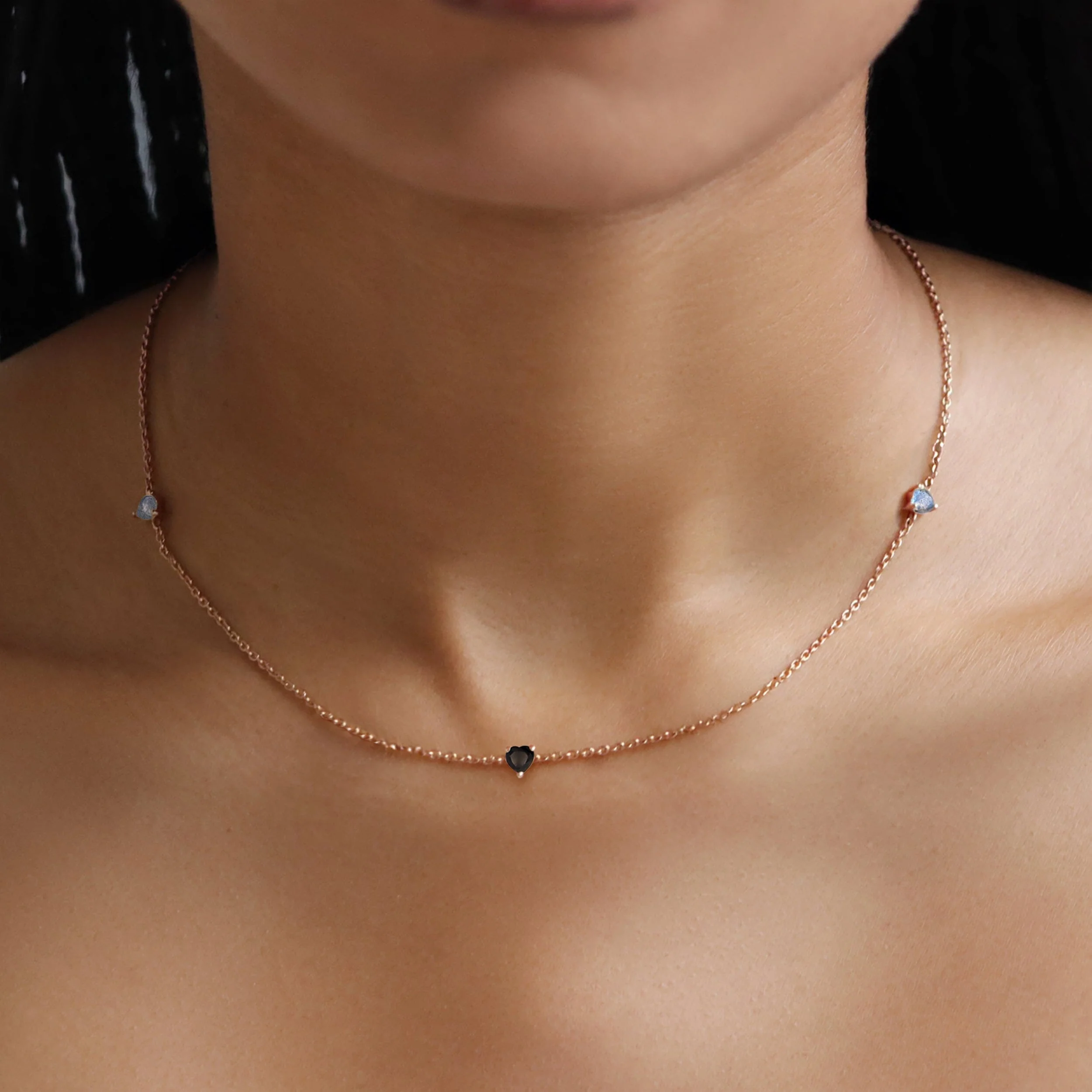 Black Obsidian Labradorite Necklace - Crush On You - Image 4