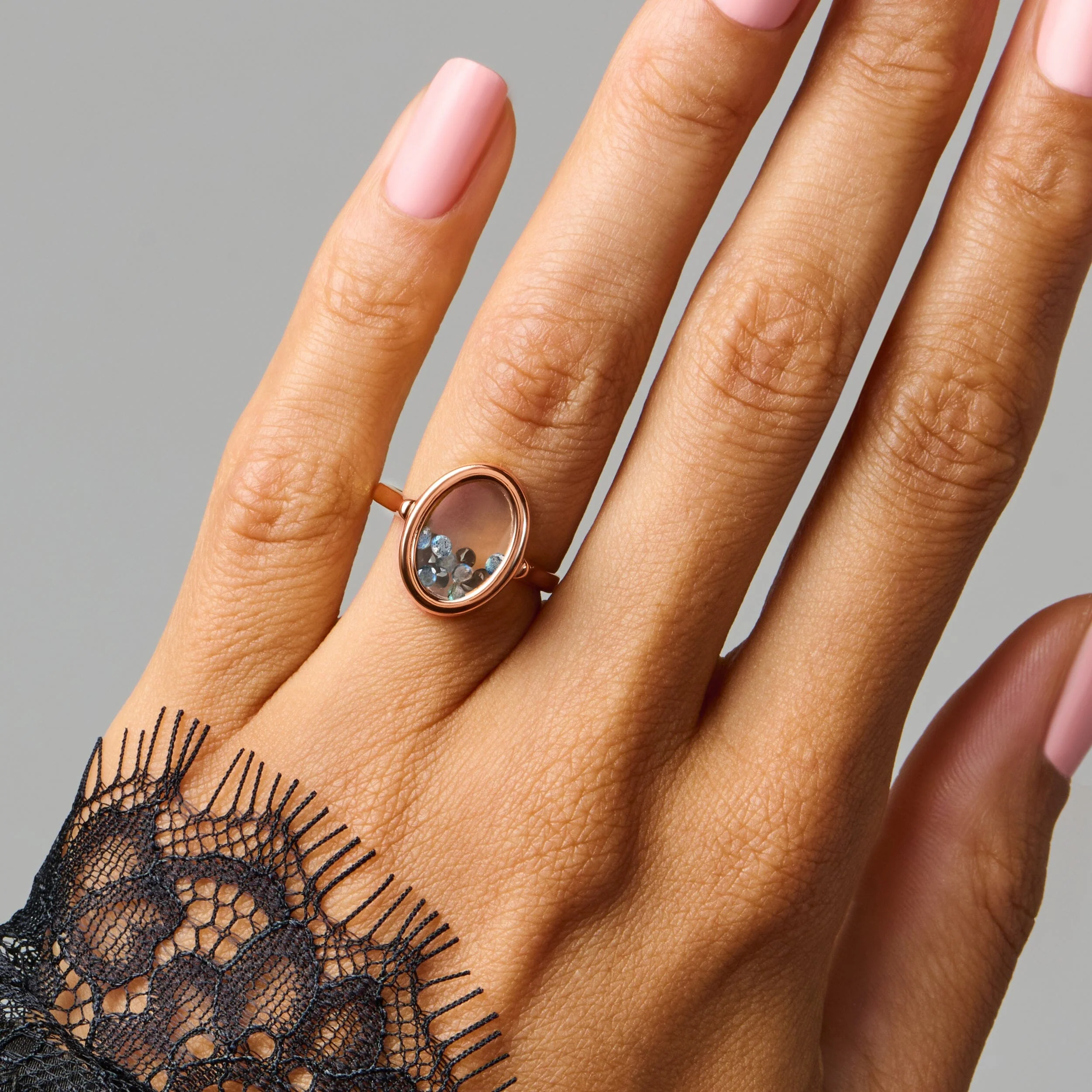 Black Obsidian Labradorite Ring - Halo of Calm - Image 4