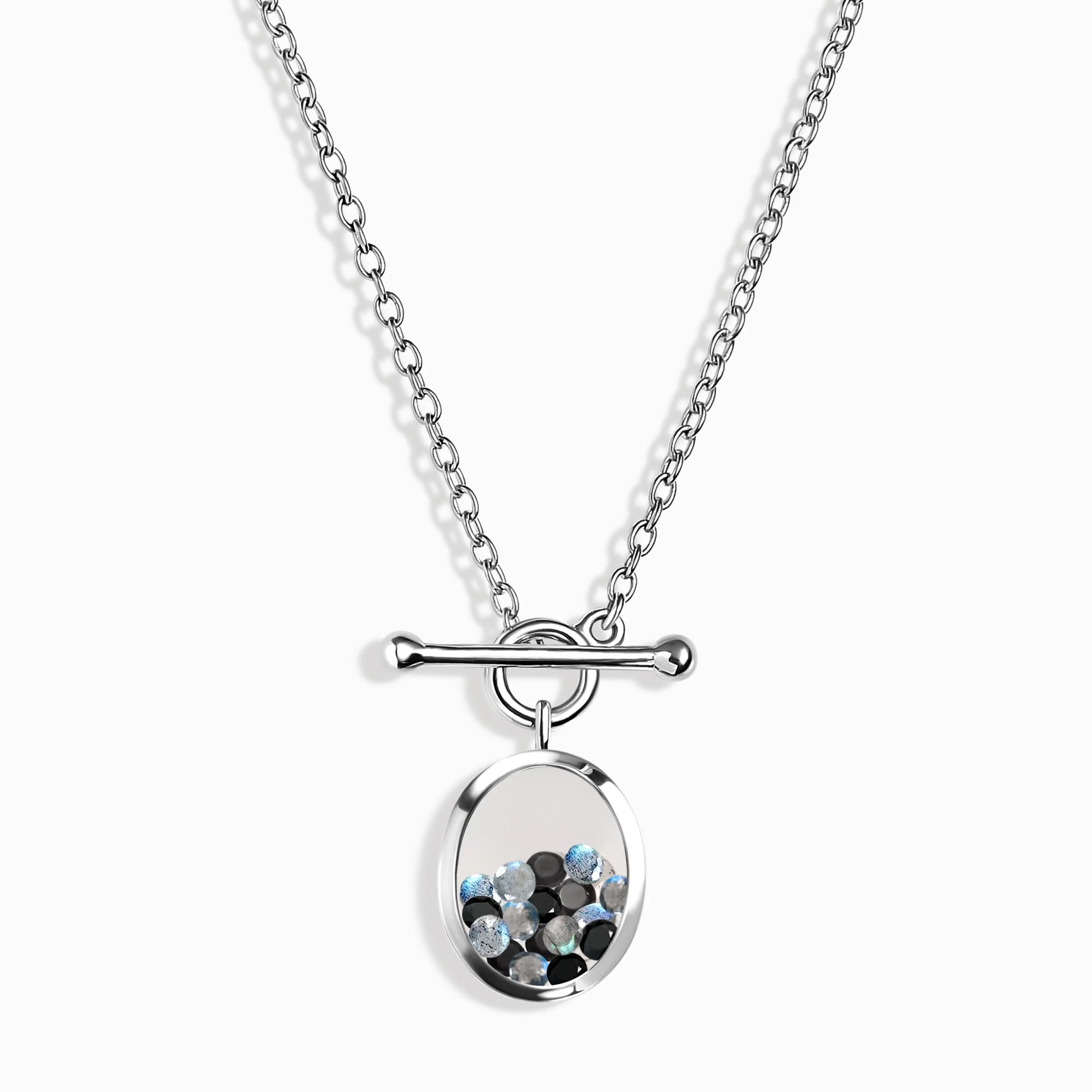 Black Obsidian Labradorite T-Lock Necklace - Halo of Calm