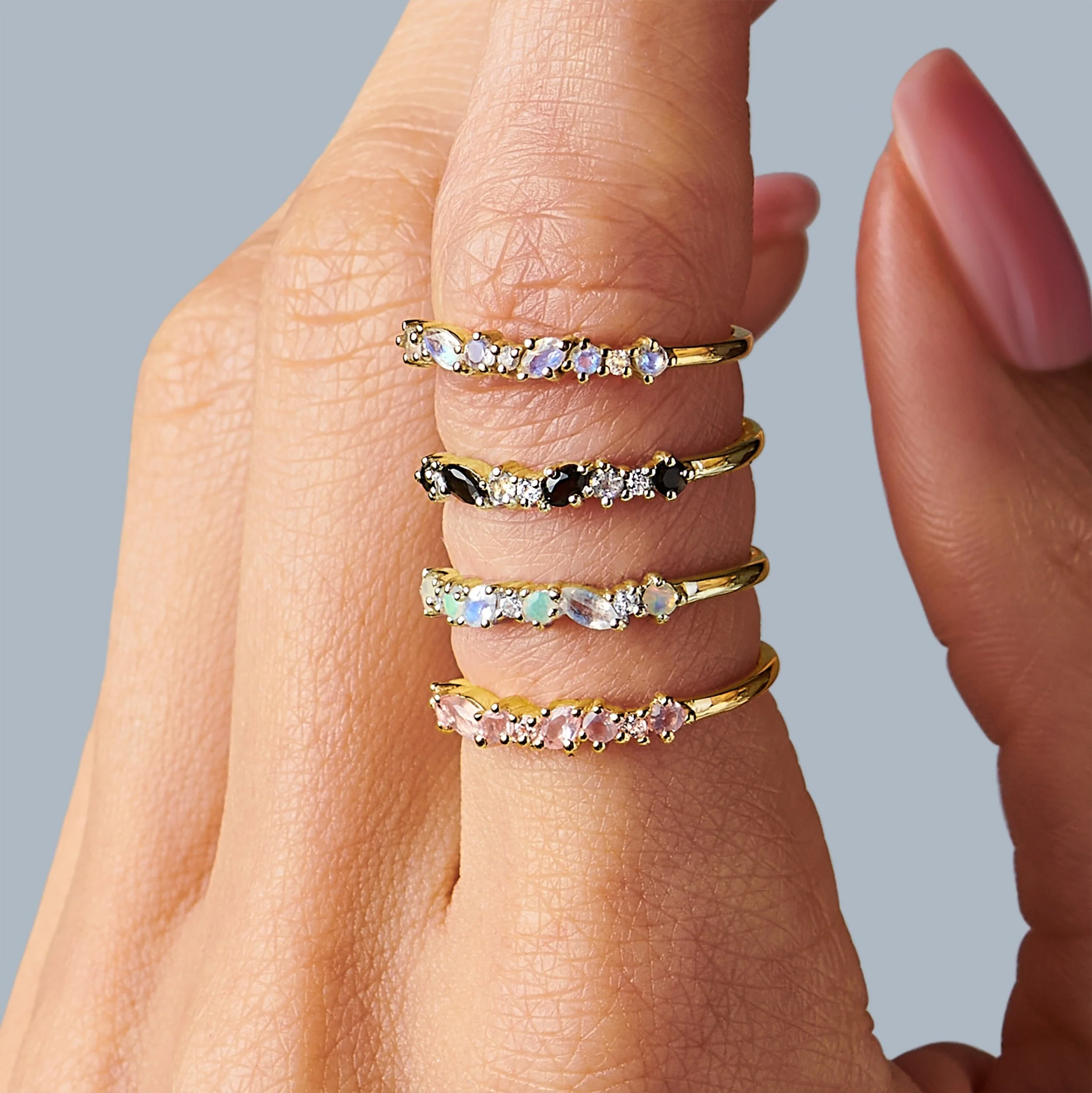 Black Obsidian White Zircon Ring - Grace - Image 16