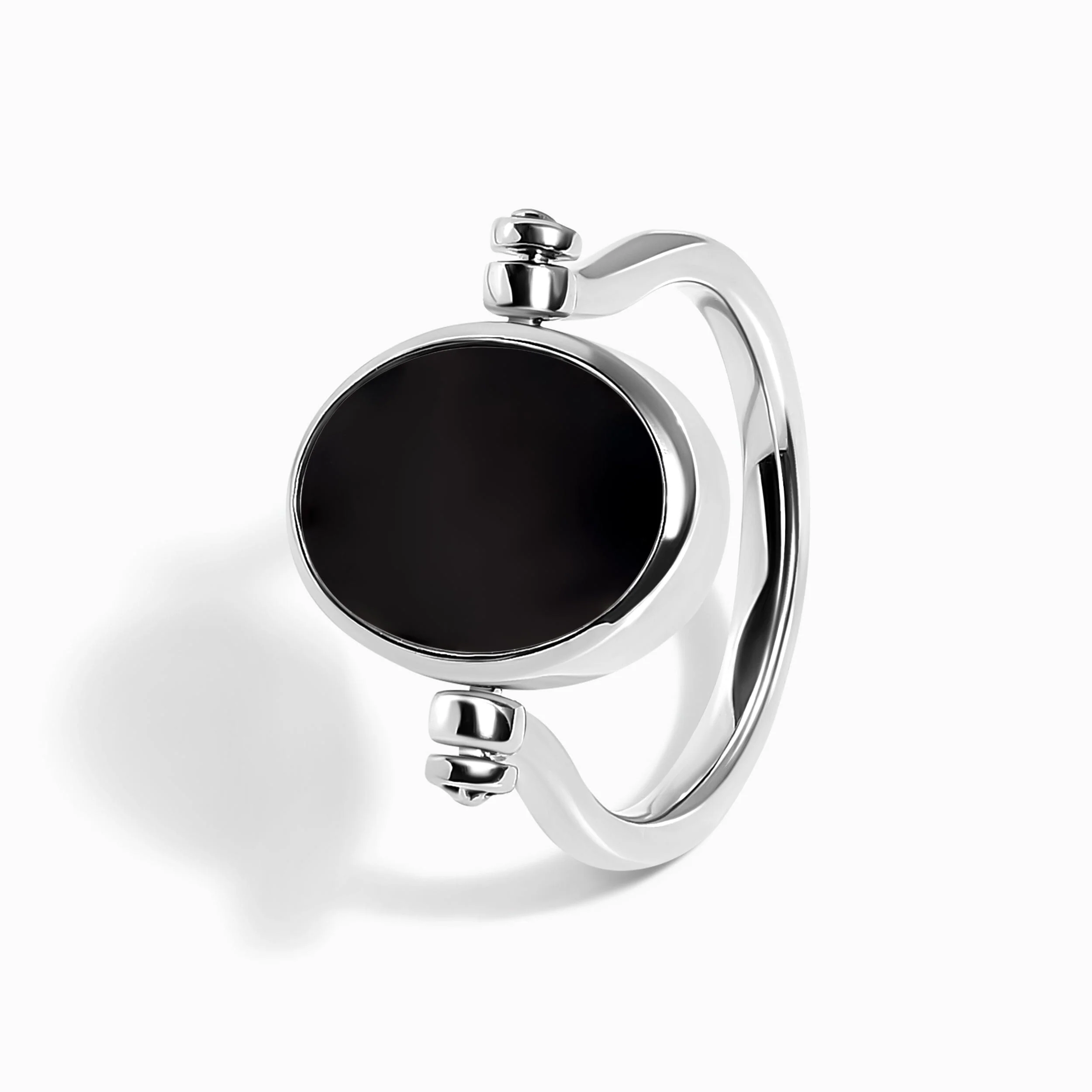 Black Onyx Malachite Fidget Ring - Spinning Enfolded - Image 17