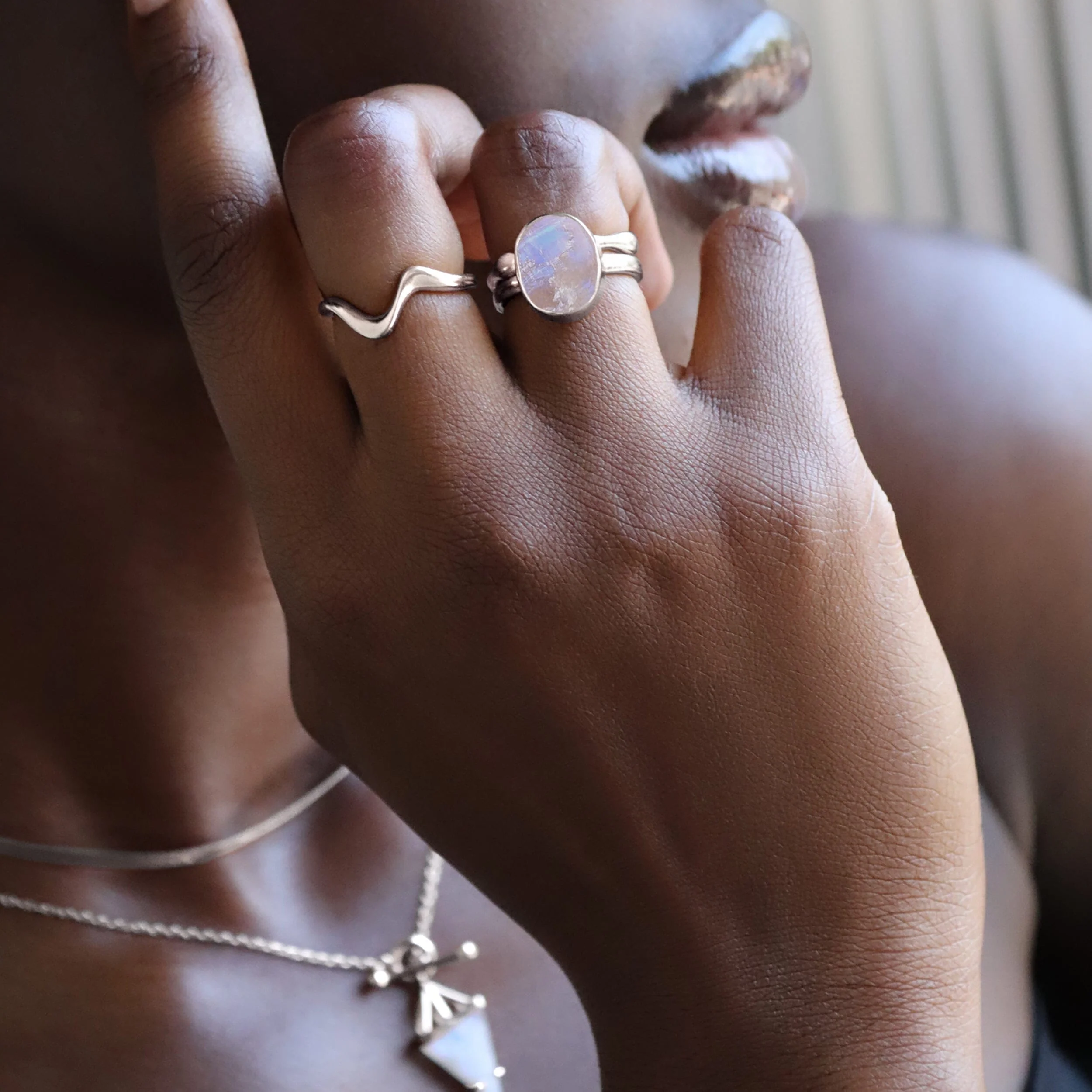 Raw Crystal Ring - Enfolded Moonstone - Image 10
