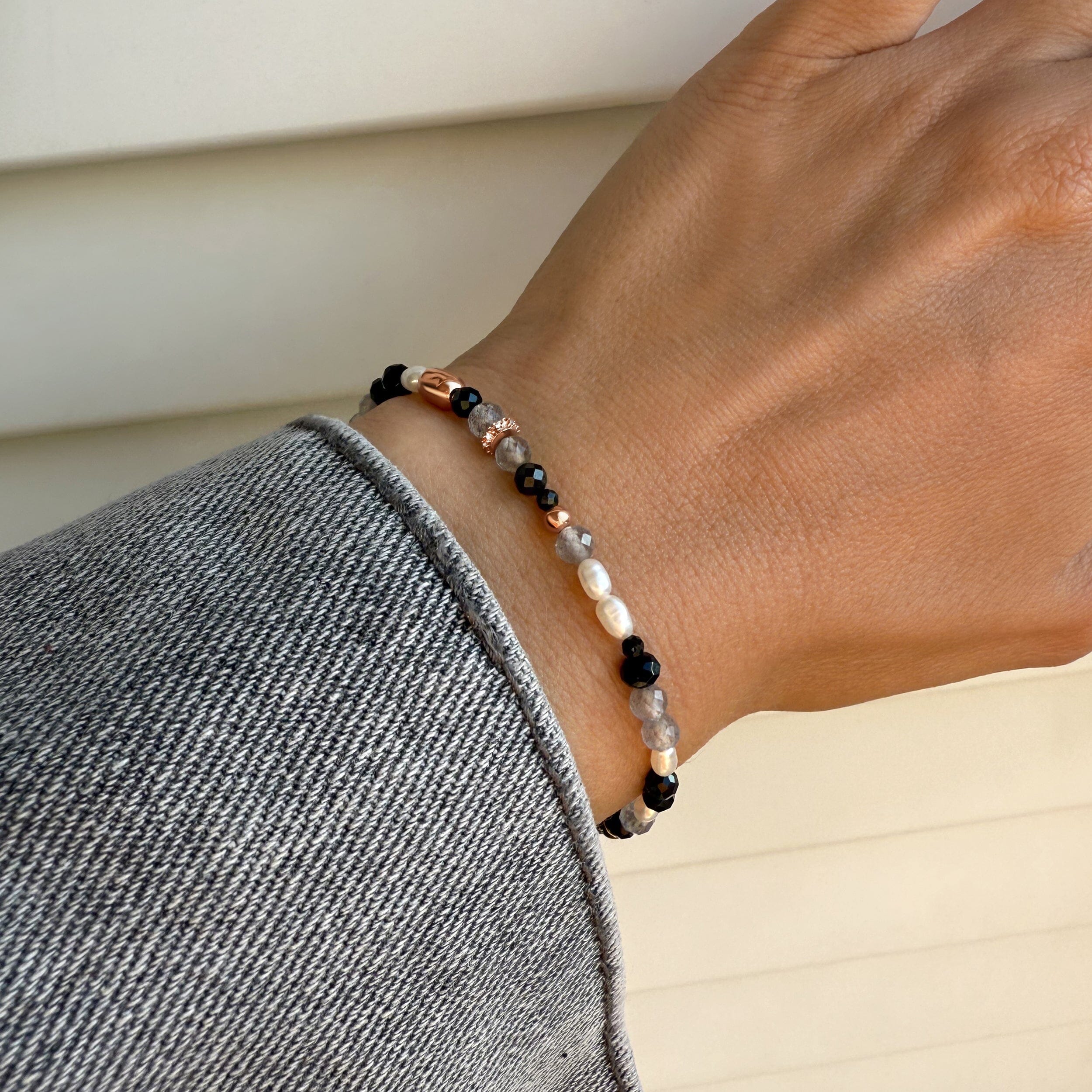 Labradorite Black Obsidian Beads Bracelet - Soft Armor - Image 4