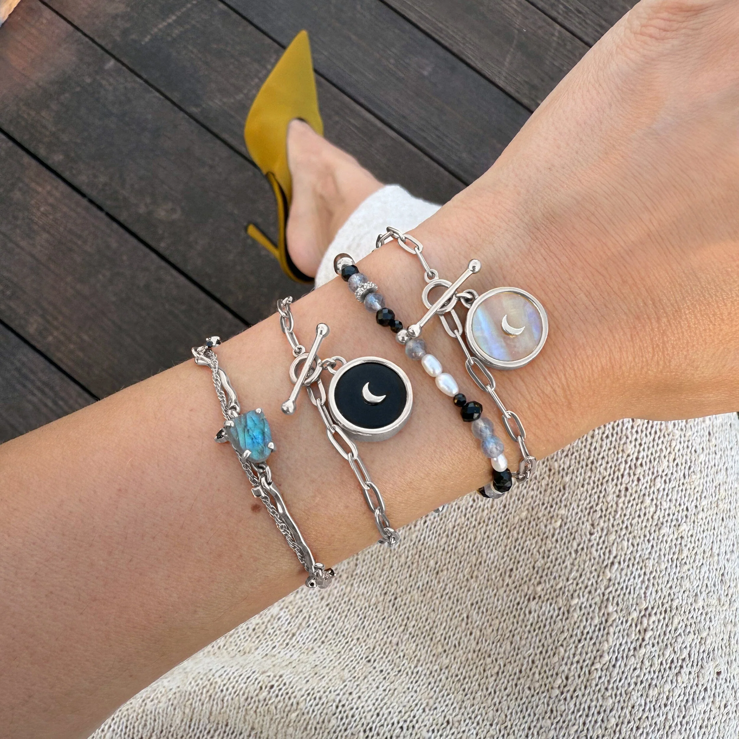 Labradorite Black Obsidian Beads Bracelet - Soft Armor - Image 9