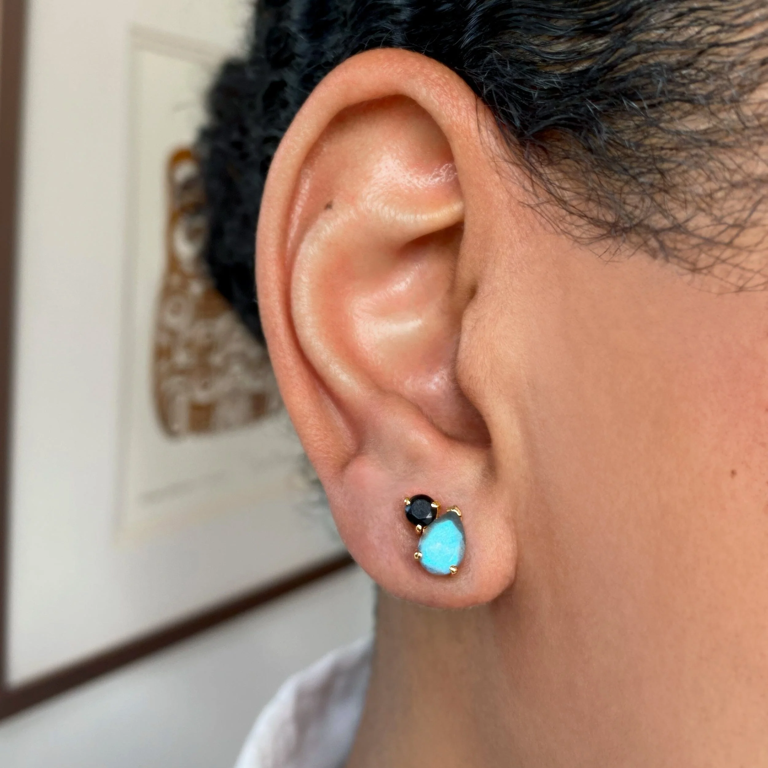 Labradorite Black Obsidian Studs - Toi Et Moi - Image 6
