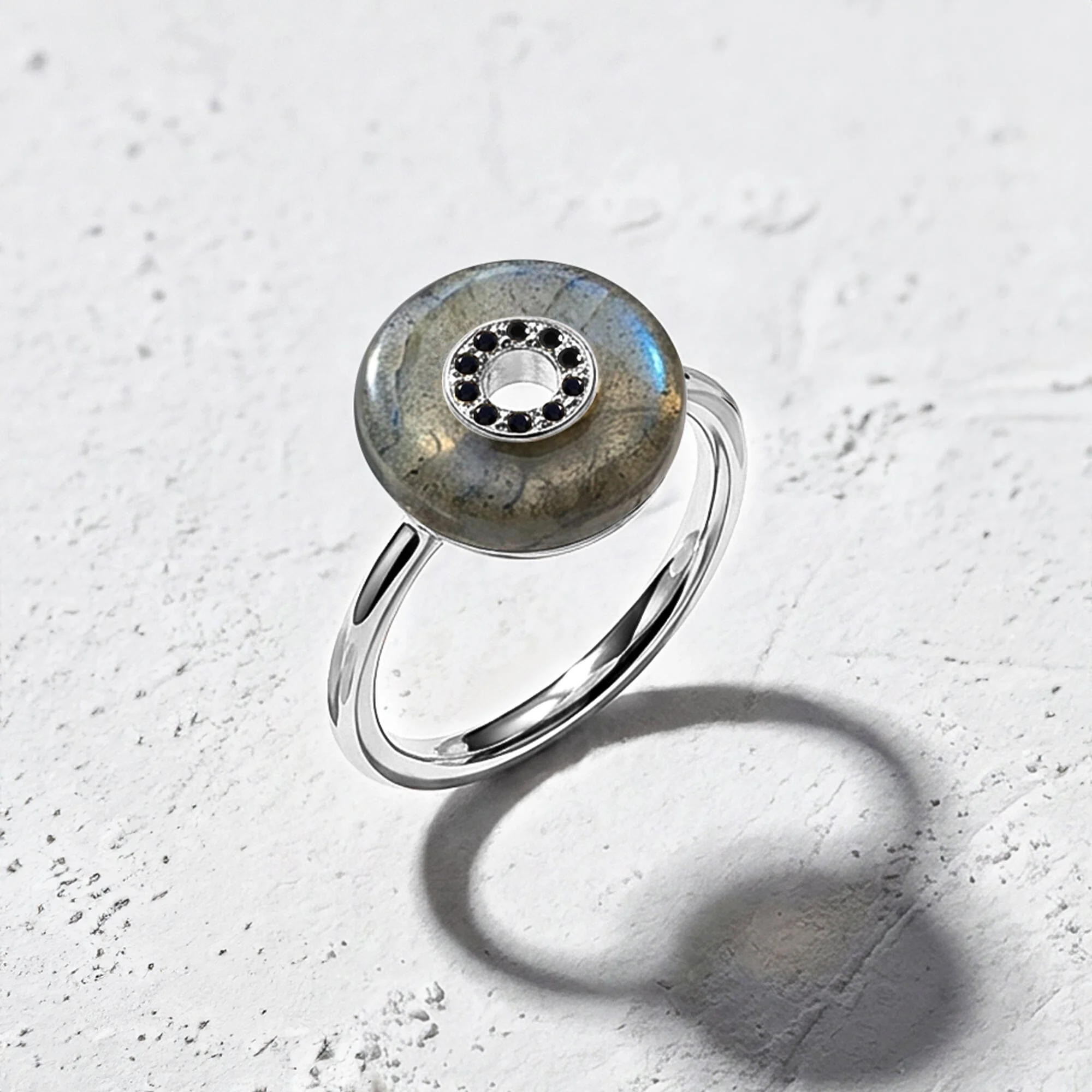 Labradorite Black Spinel Fidget Ring - Liora