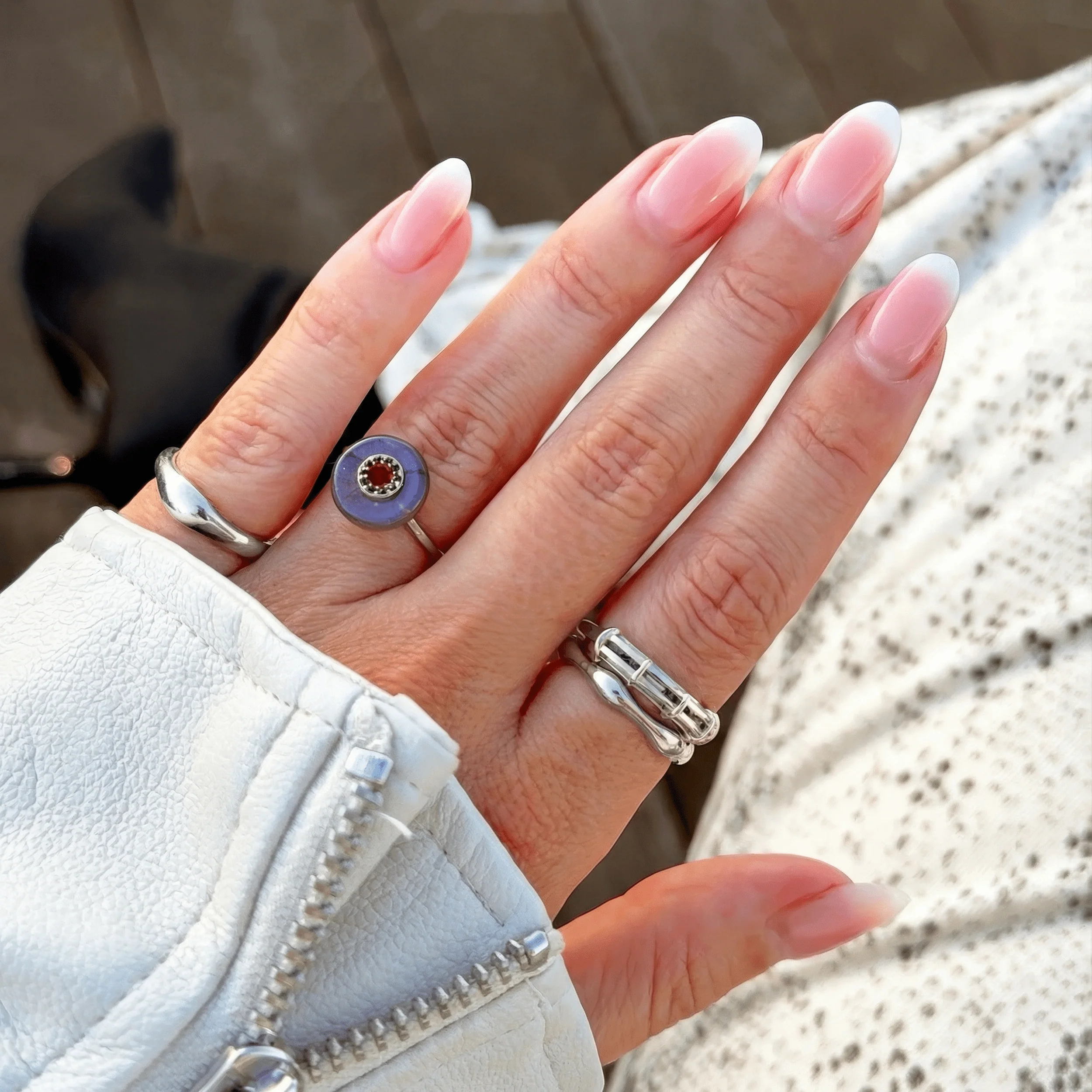 Labradorite Black Spinel Fidget Ring - Liora - Image 11