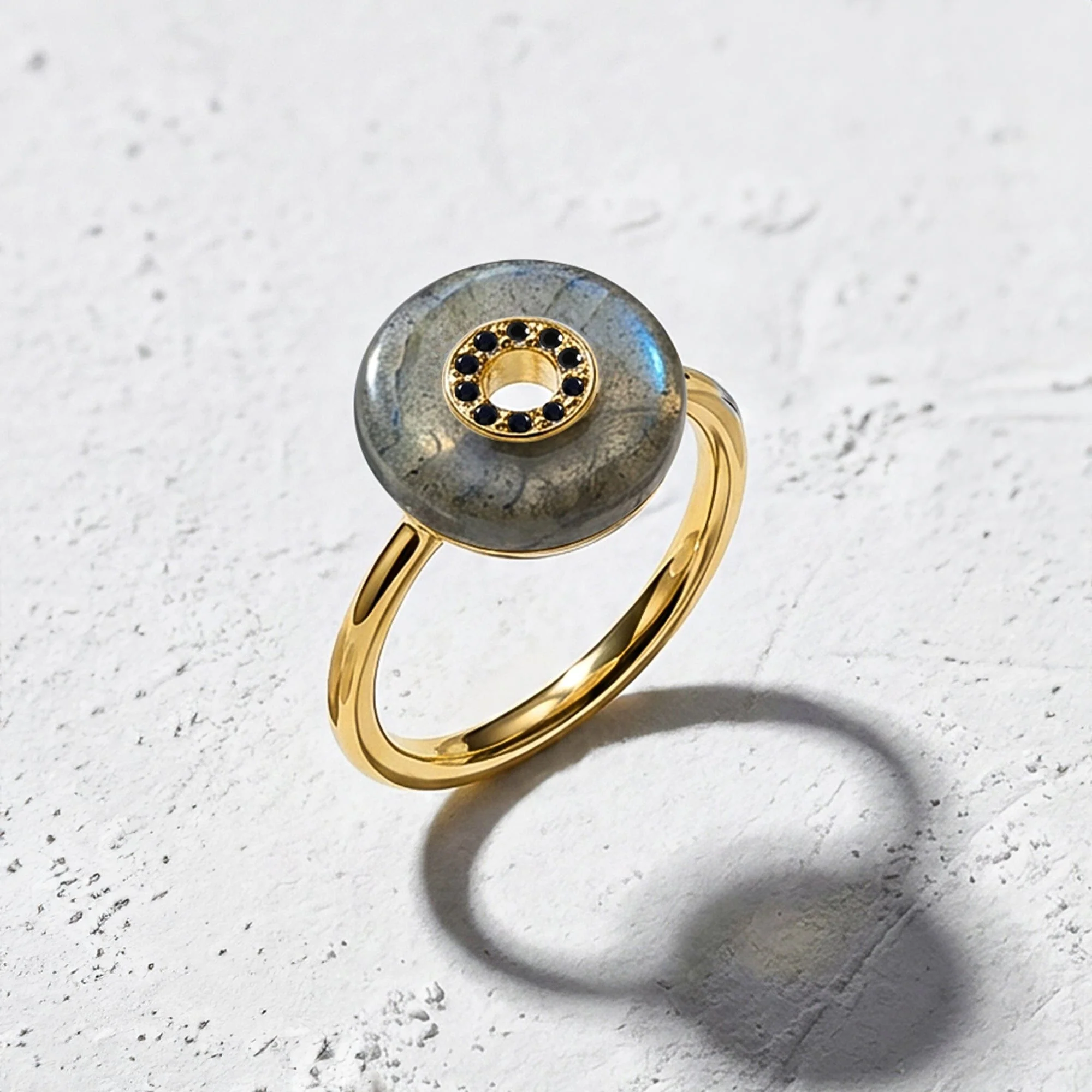 Labradorite Black Spinel Fidget Ring - Liora - Image 6