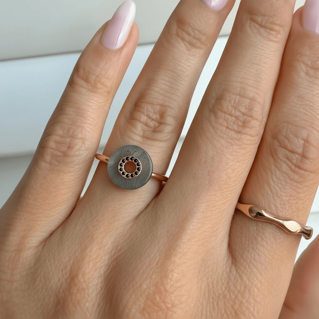Labradorite Black Spinel Fidget Ring - Liora - Image 7