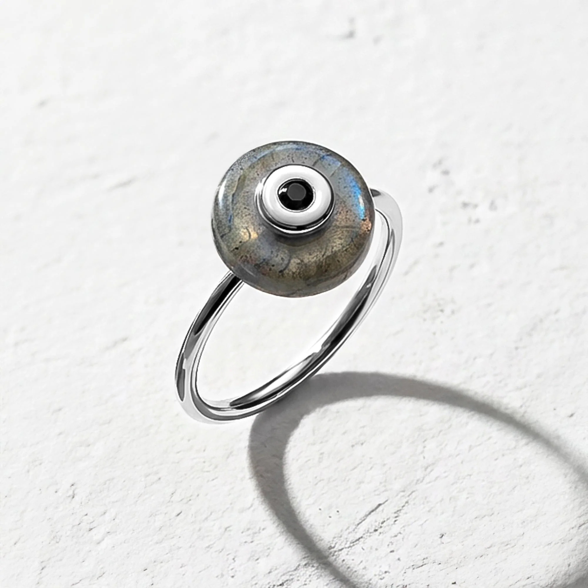 Labradorite Black Spinel Fidget Ring - Ora