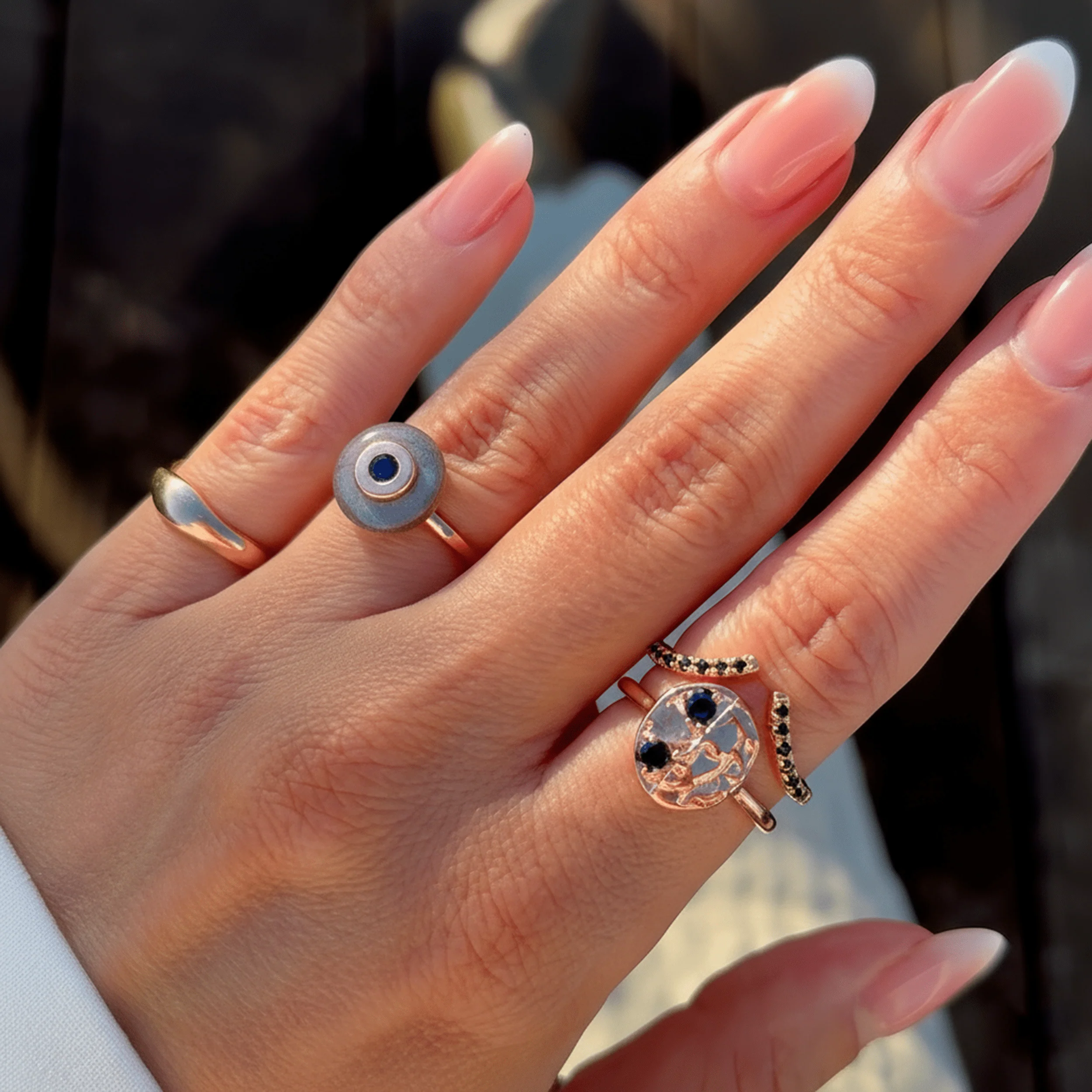 Labradorite Black Spinel Fidget Ring - Ora - Image 12