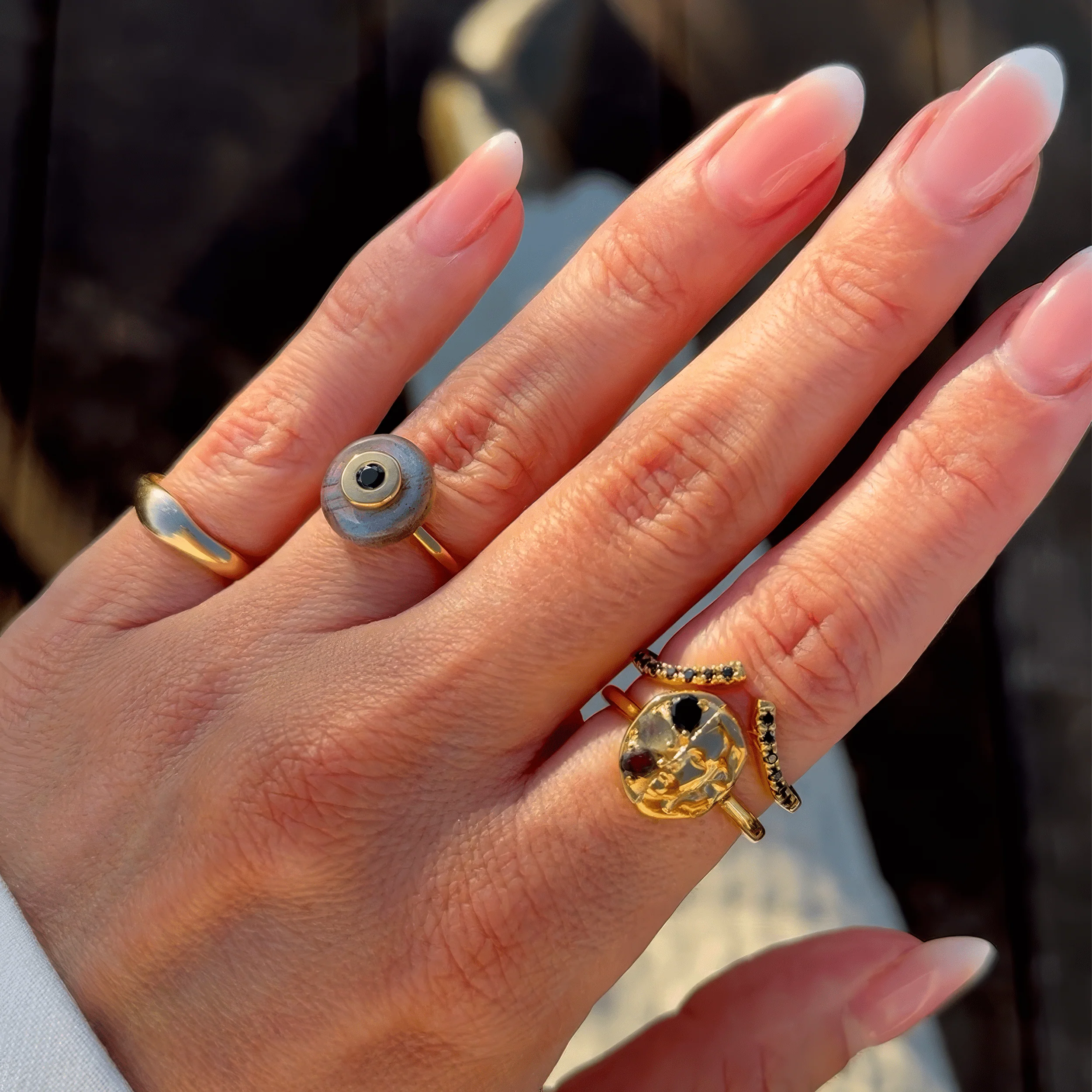 Labradorite Black Spinel Fidget Ring - Ora - Image 13