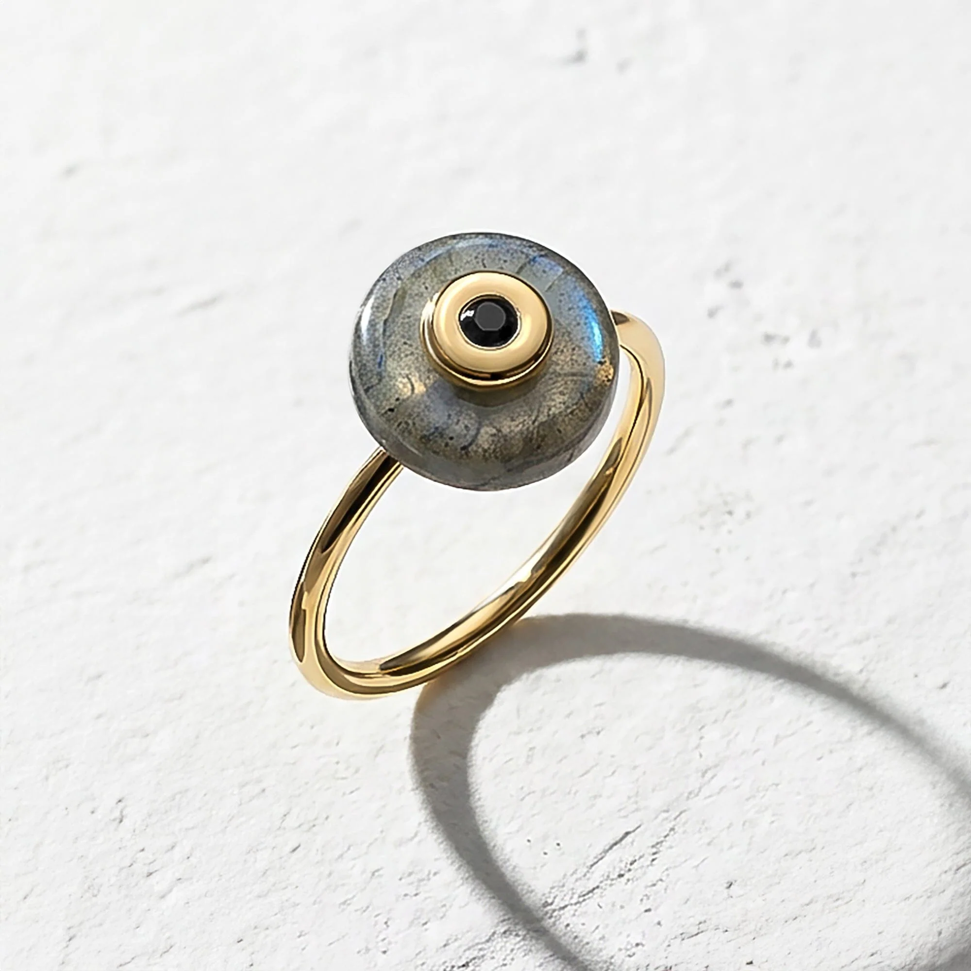 Labradorite Black Spinel Fidget Ring - Ora - Image 6
