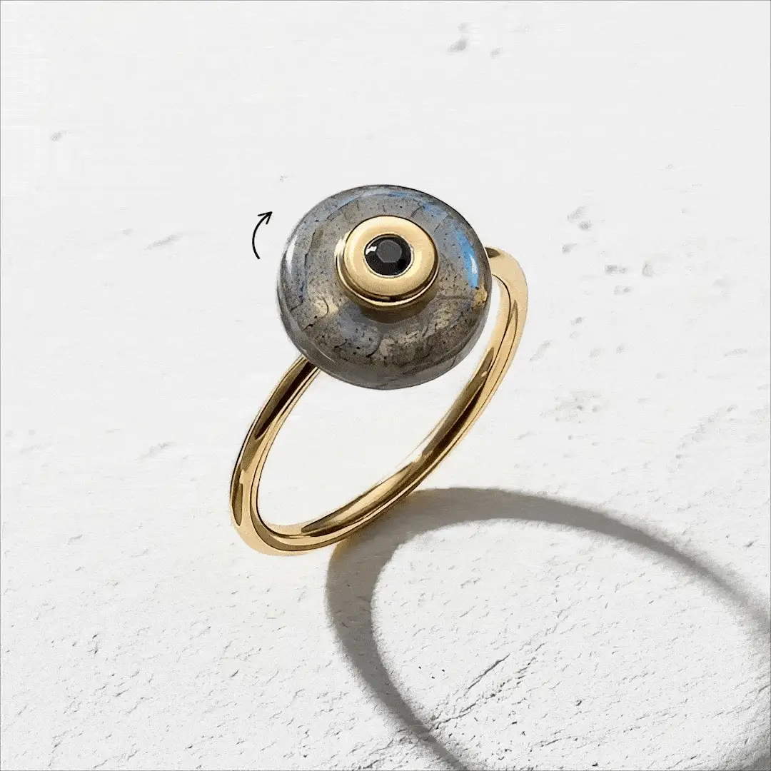 Labradorite Black Spinel Fidget Ring - Ora - Image 8
