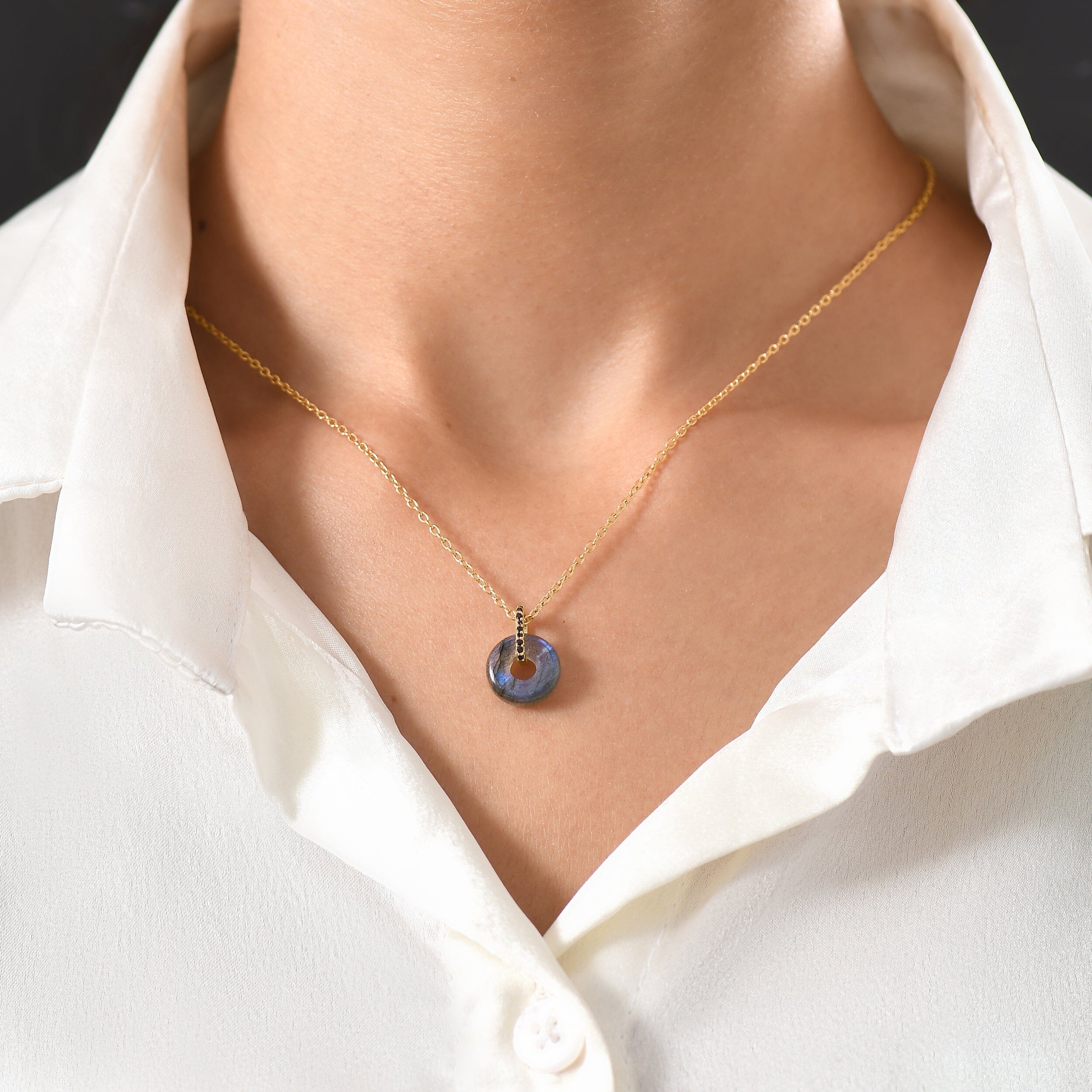 Labradorite Black Spinel Necklace - Liora - Image 6