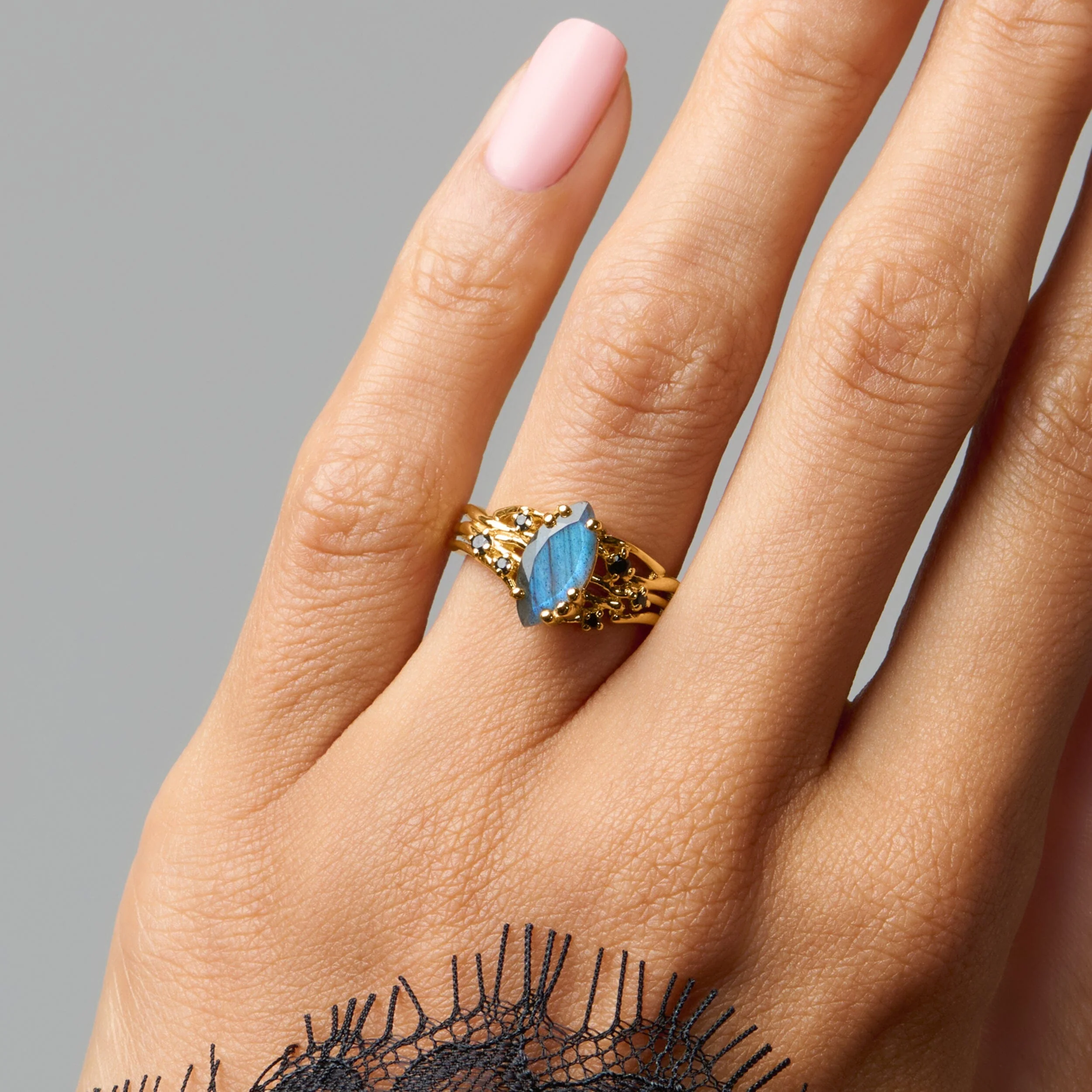 Labradorite Black Spinel Ring - Radiance - Image 6
