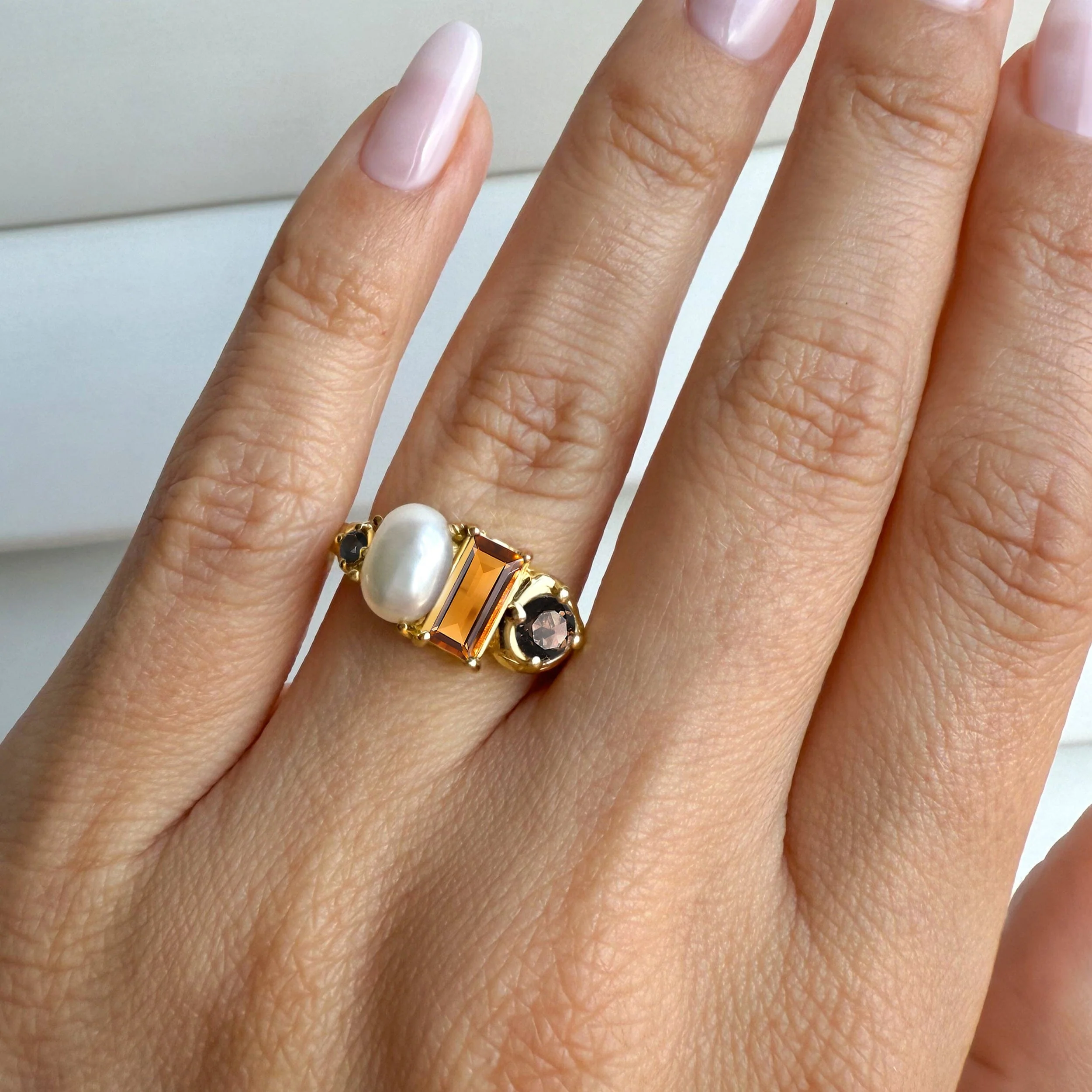 Madeira Citrine Pearl Ring - Treasure - Image 6