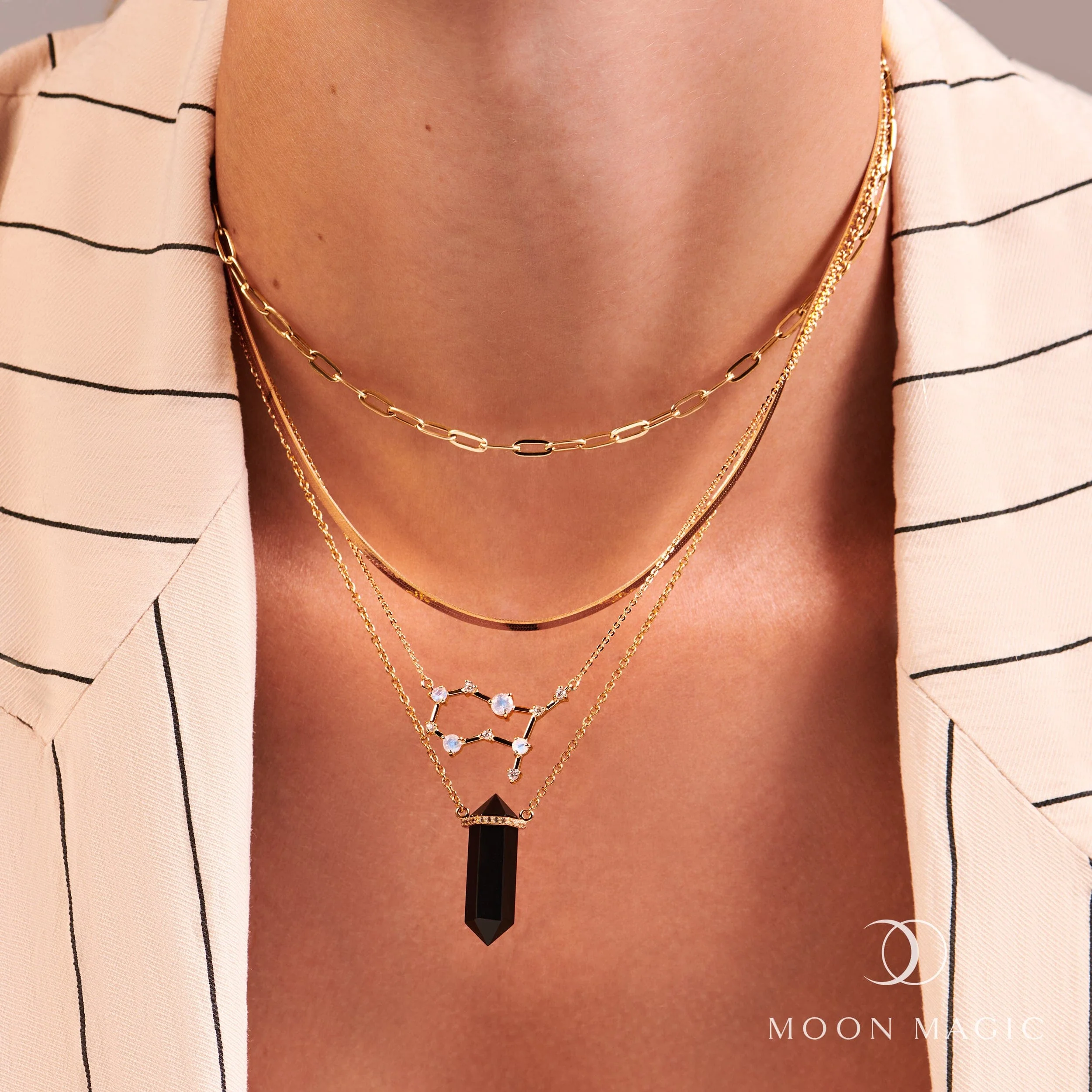 Moonstone Diamond Necklace - Gemini Zodiac Constellation - Image 19