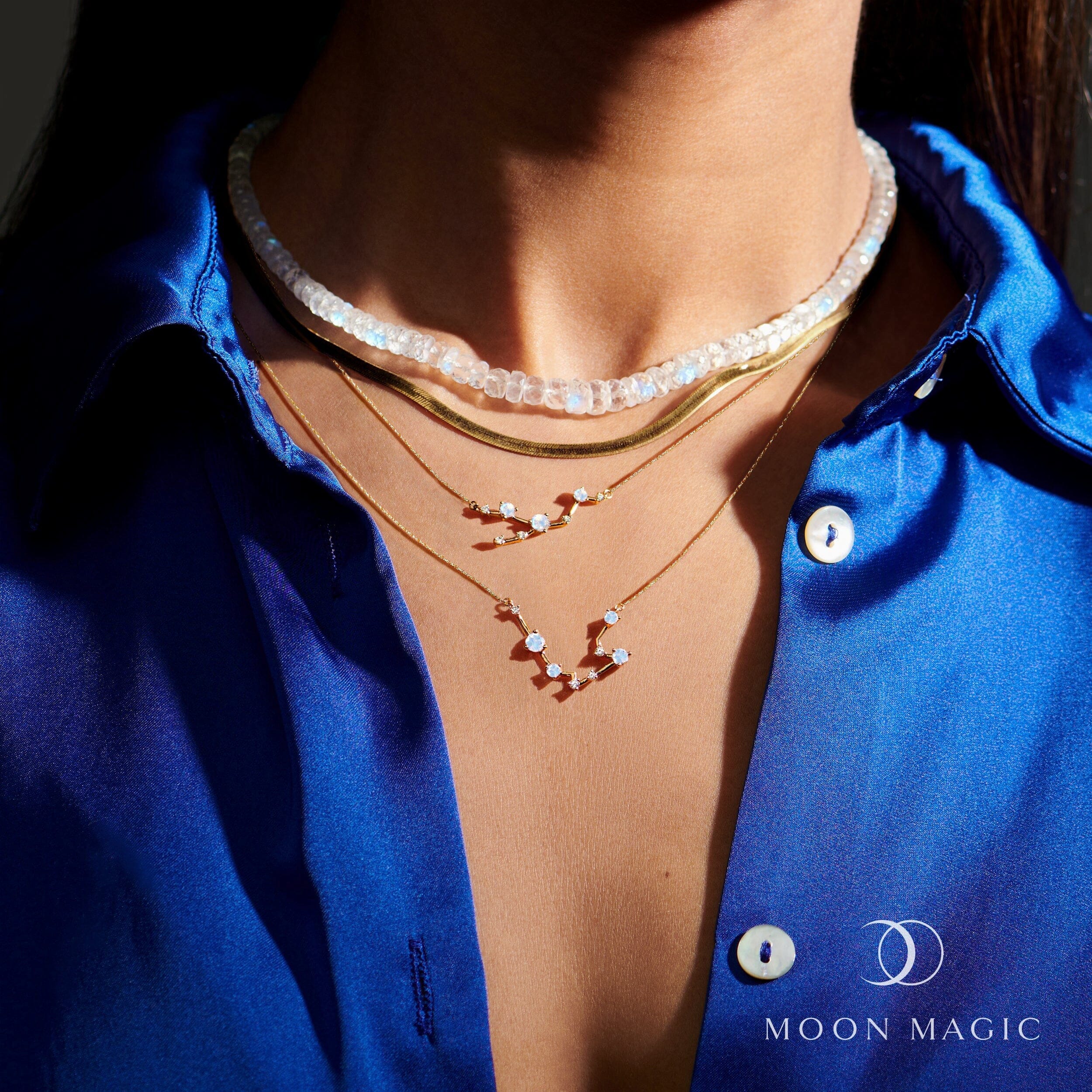 Moonstone Diamond Necklace - Taurus Zodiac Constellation - Image 17